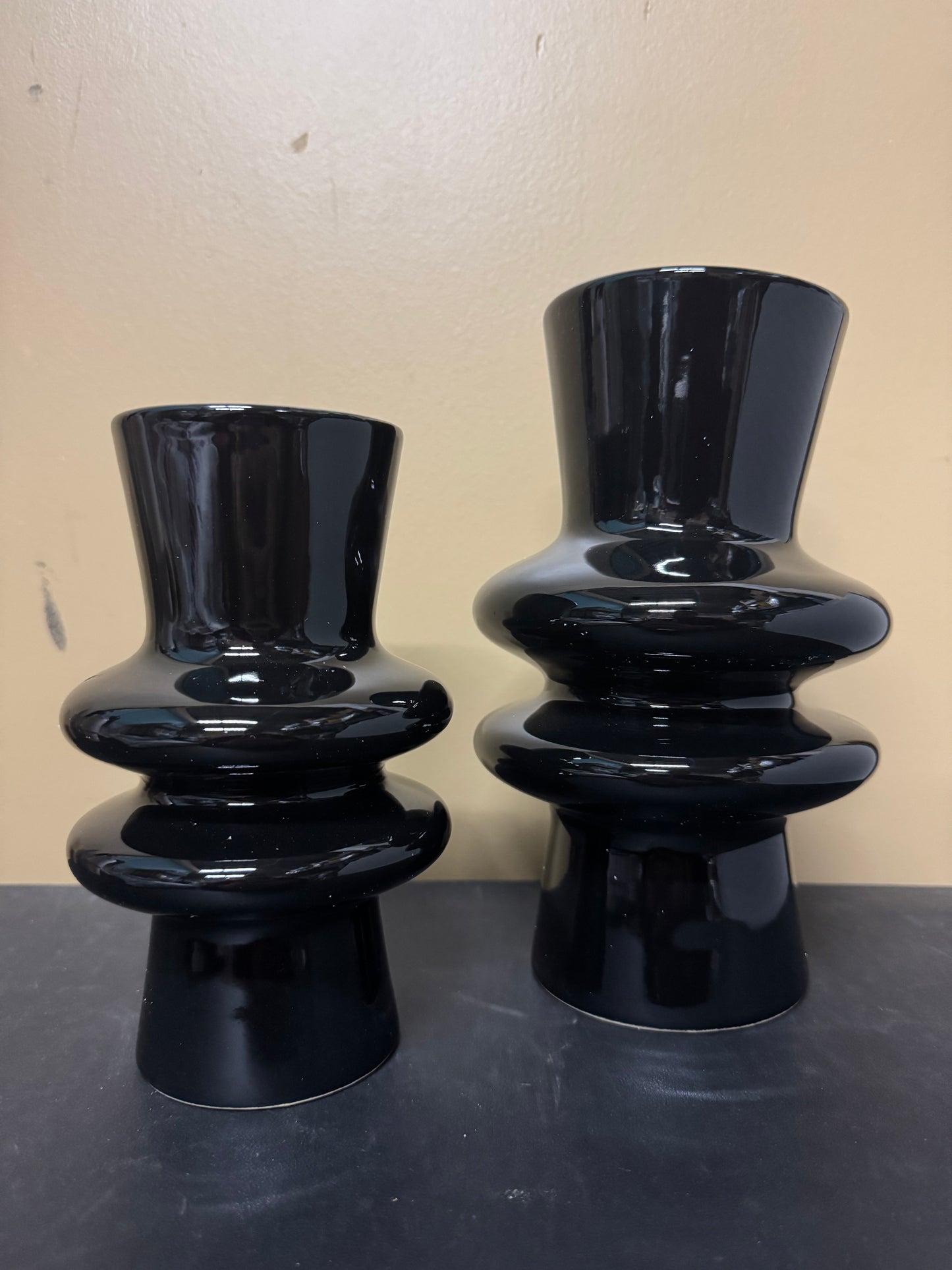 2 pcs Ceramic Vase Set, Black