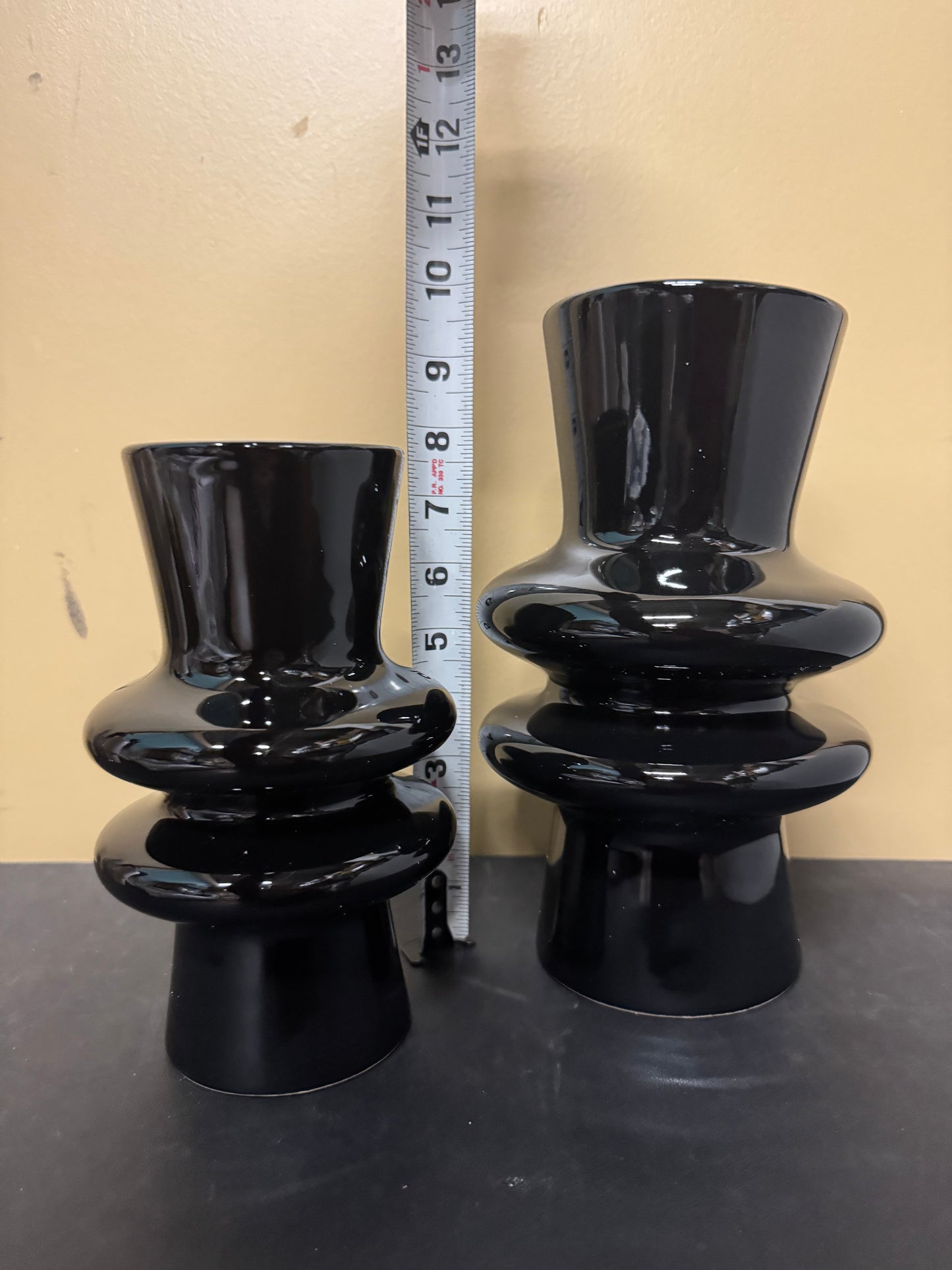 2 pcs Ceramic Vase Set, Black