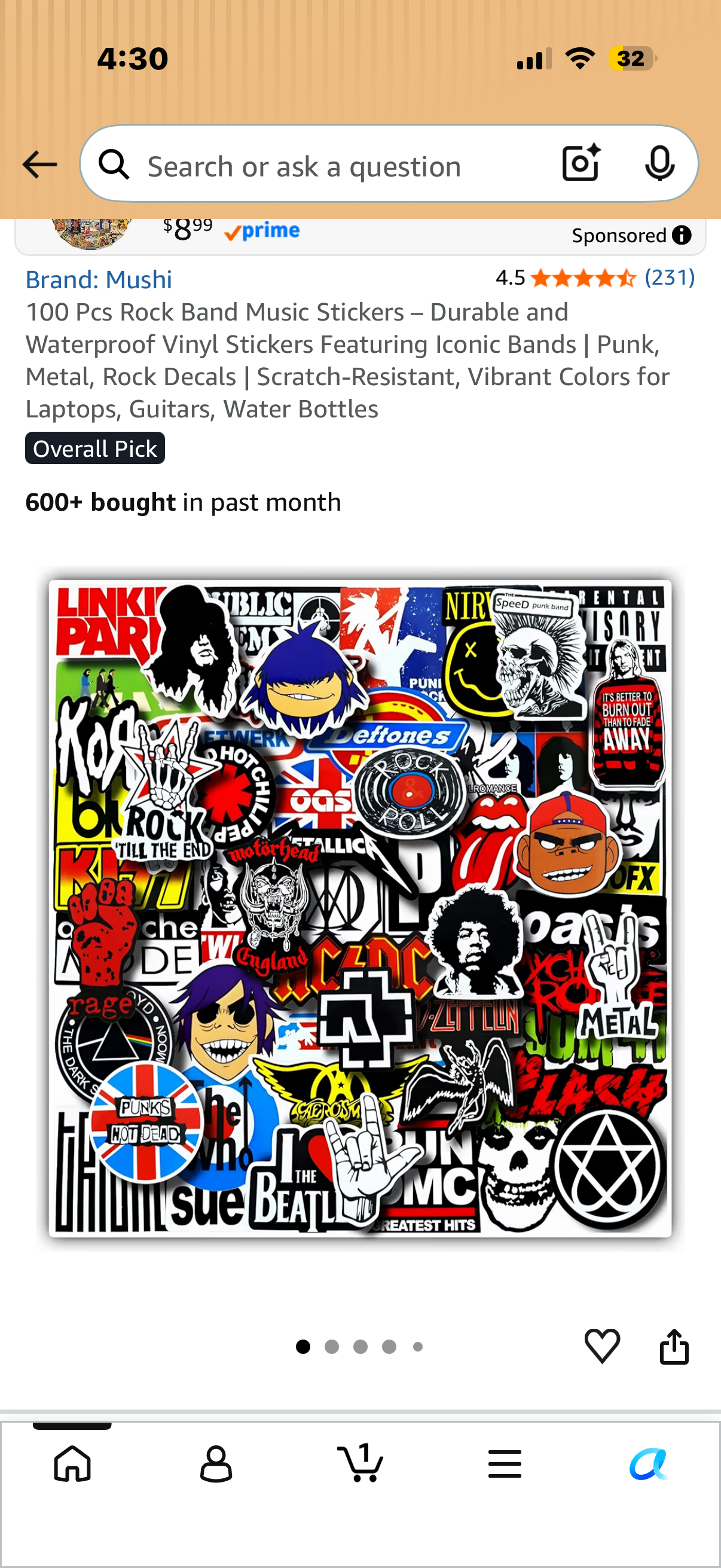 100 Pcs Rock Band Music Stickers – Durable and Waterproof Vinyl Stickers Featuring Iconic Bands | Punk, Metal, Rock Decals | Scratch-Resistant, Vibrant Colors for Laptops, Guitars, Water Bottles