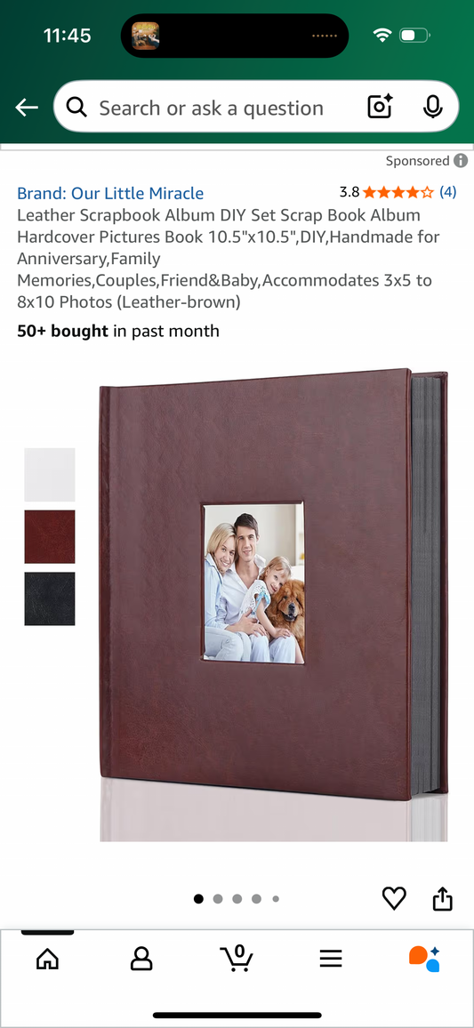 Leather Scrapbook Album DIY Set Scrap Book Album Hardcover Pictures Book 10.5"x10.5"