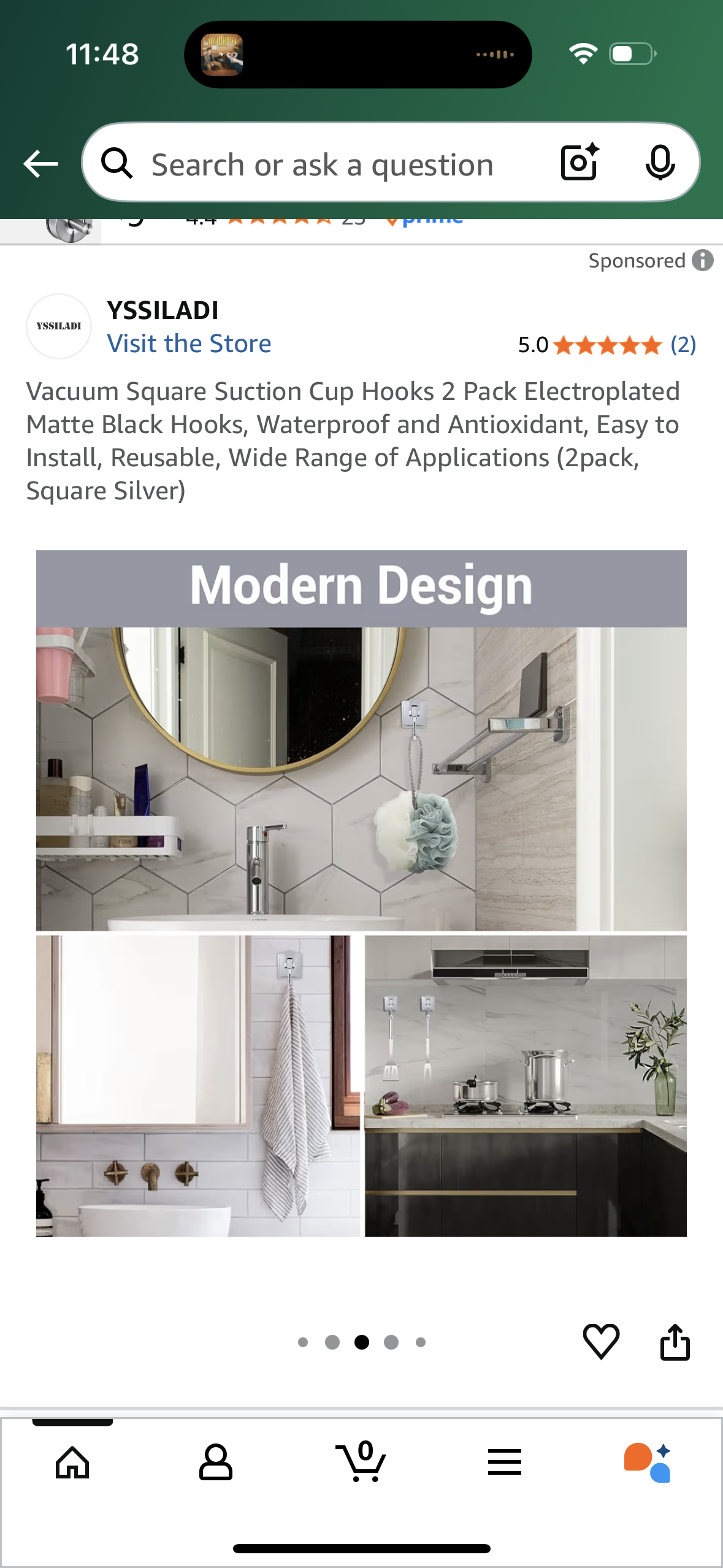 Vacuum Square Suction Cup Hooks 2 Pack Electroplated Matte Black Hooks, Waterproof and Antioxidant, Easy to Install, Reusable, Wide Range of Applications (2pack, Square Silver)