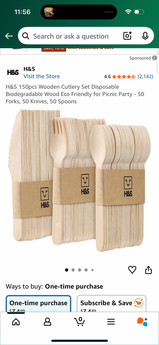 150pcs Wooden Cutlery Set Disposable Biodegradable Wood Eco Friendly for Picnic Party - 50 Forks, 50 Knives, 50 Spoons