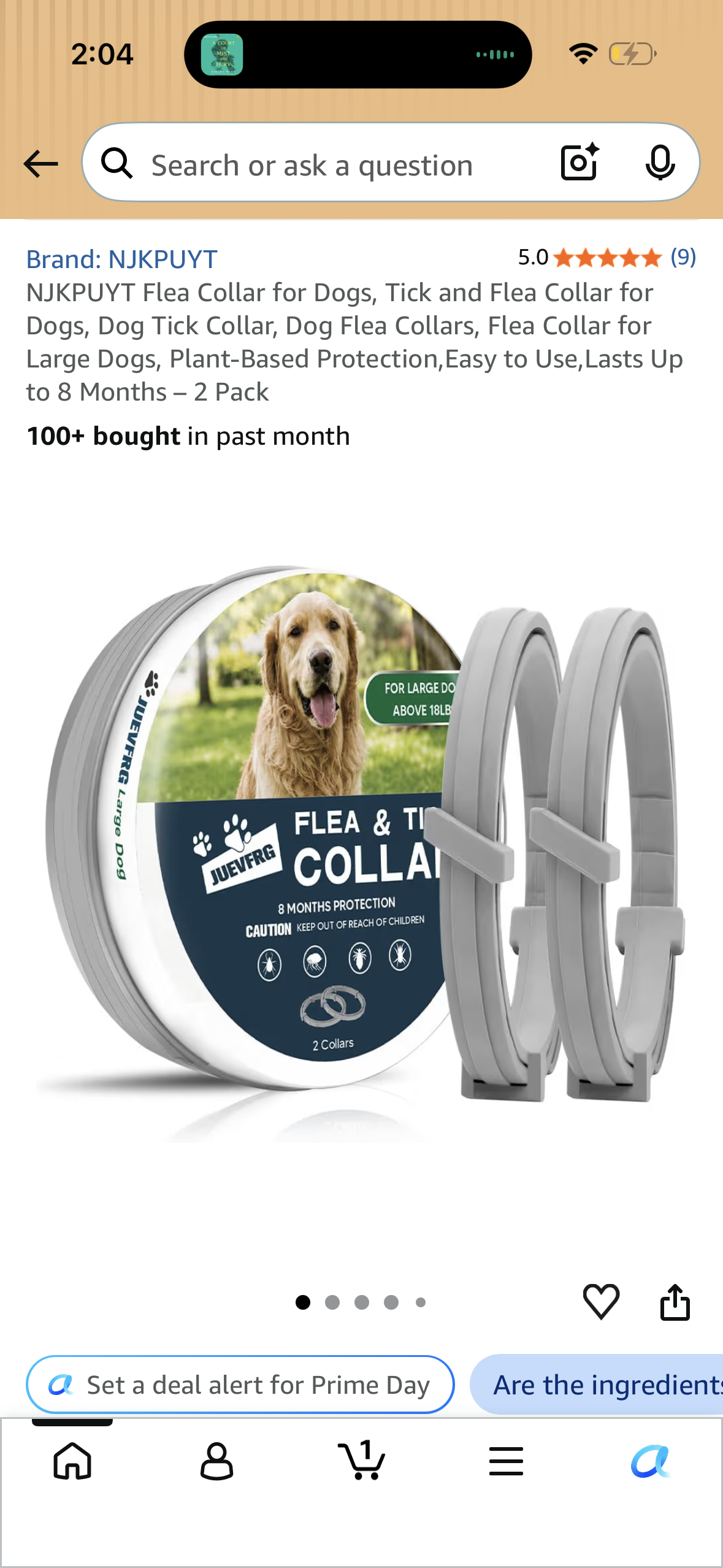 NJKPUYT Flea Collar for Dogs, Tick and Flea Collar for Dogs, Dog Tick Collar, Dog Flea Collars, Flea Collar for Large Dogs, Plant-Based Protection,Easy to Use,Lasts Up to 8 Months – 2 Pack