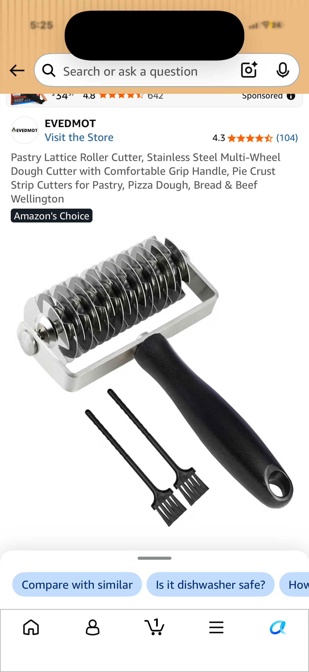 Pastry Lattice Roller Cutter, Stainless Steel Multi-Wheel Dough Cutter with Comfortable Grip Handle, Pie Crust Strip Cutters for Pastry, Pizza Dough, Bread & Beef