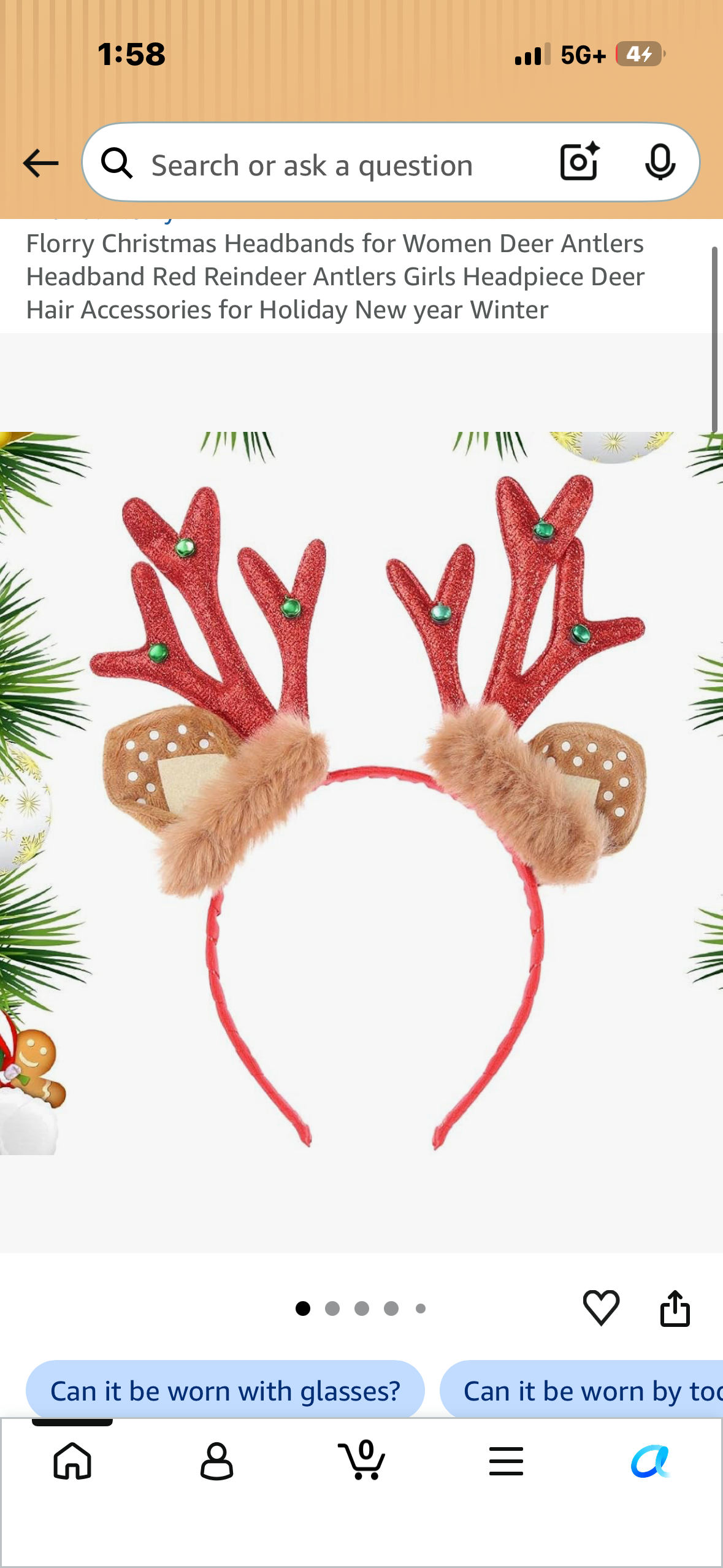 2-Pack, Christmas Headbands, Deer Antlers Headband, One Red and One Gold Reindeer Antlers