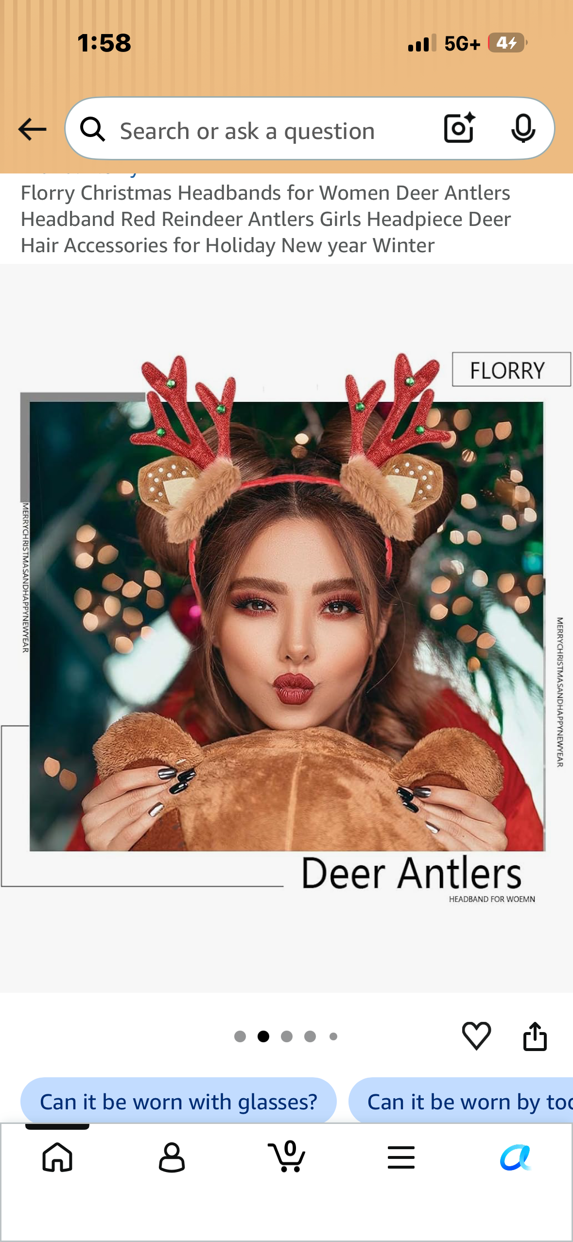 2-Pack, Christmas Headbands, Deer Antlers Headband, One Red and One Gold Reindeer Antlers