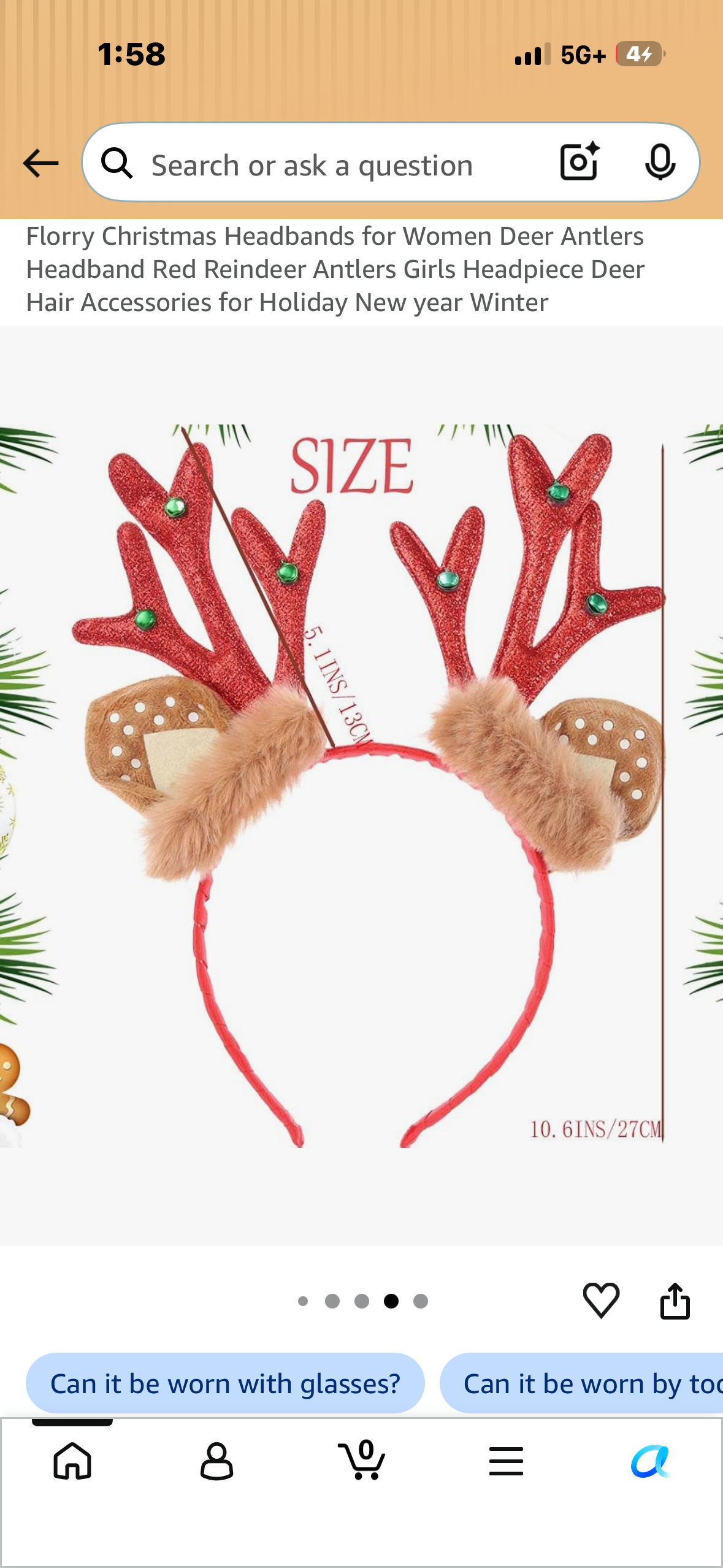 2-Pack, Christmas Headbands, Deer Antlers Headband, One Red and One Gold Reindeer Antlers