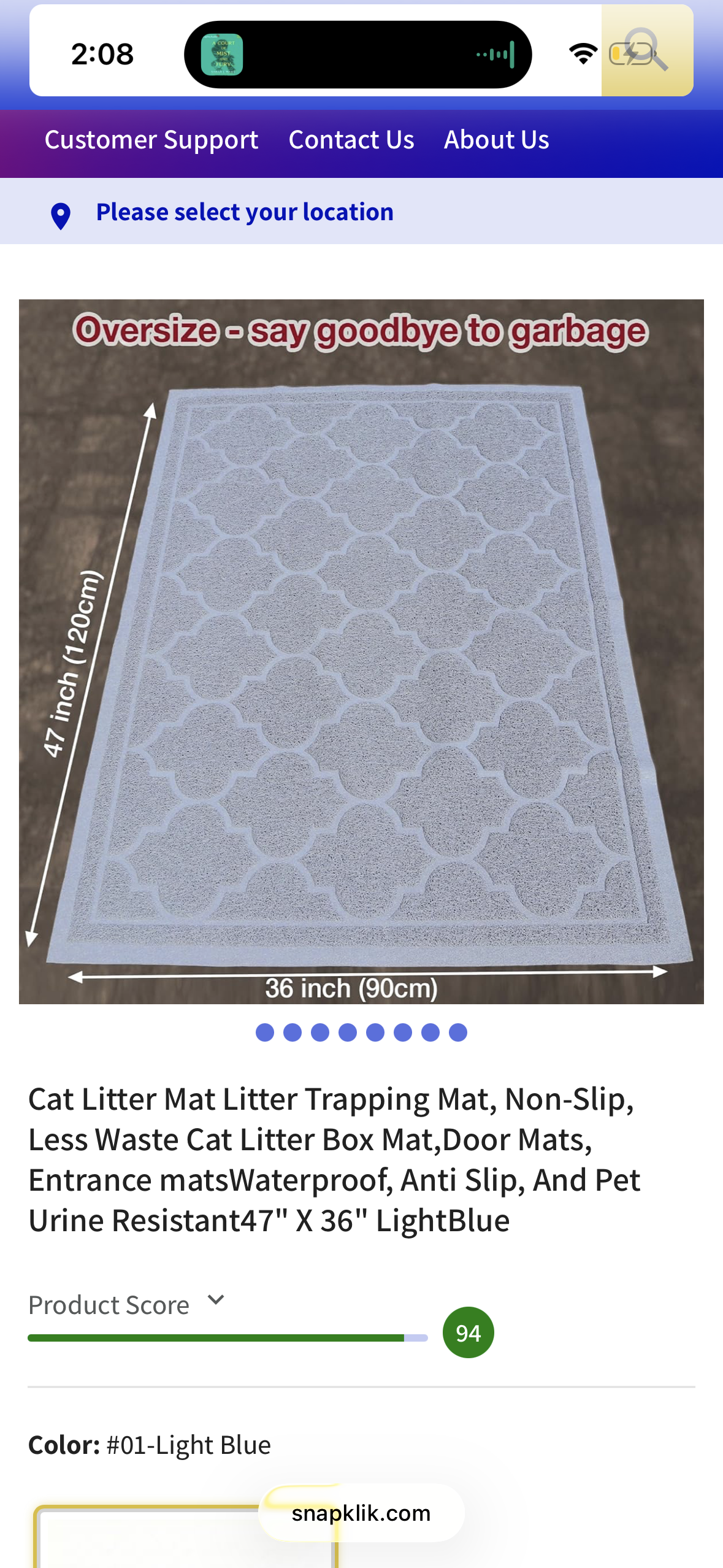 Frxat Cat Litter Mat Litter Trapping Mat, Non-Slip, Less Waste Cat Litter Box Mat,Door mats, Entrance mats，Waterproof, Anti Slip, and pet Urine Resistant，47" x 36" LightBlue