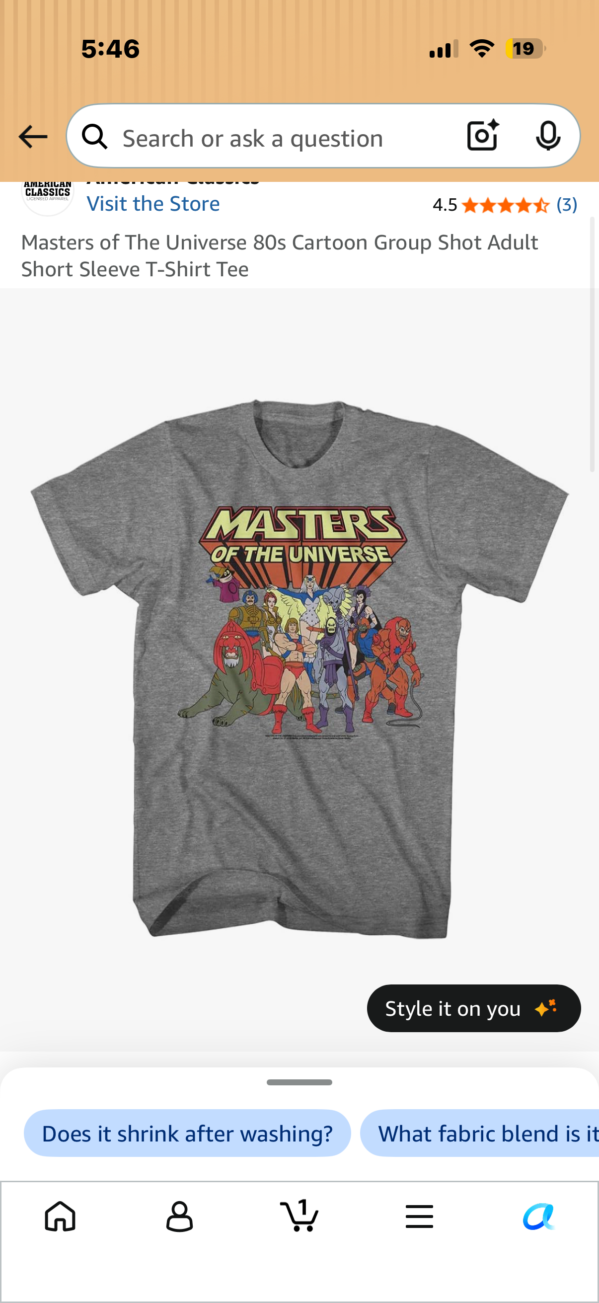 Masters of The Universe 80s Cartoon Group Shot Adult Short Sleeve T-Shirt Tee (Size Large)