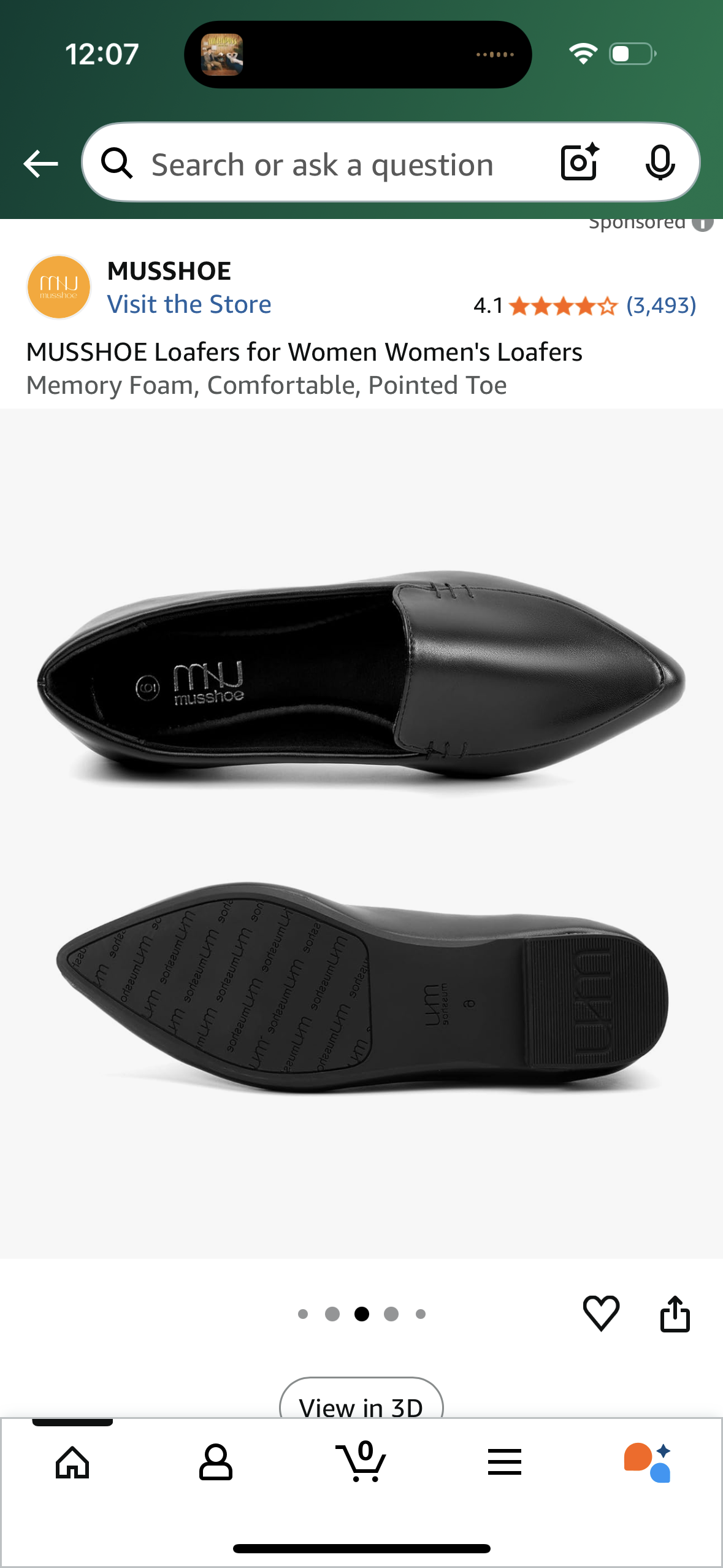 MUSSHOE Loafers for Women Women's Loafers Memory Foam, Comfortable, Pointed Toe