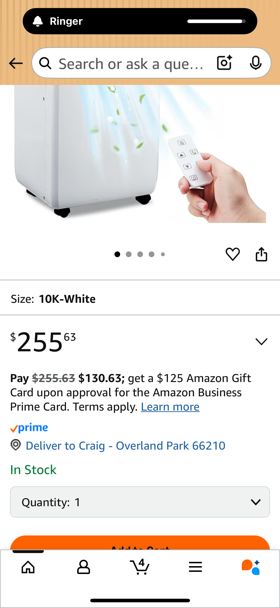 GarveeHome 10000 BTU Portable Air Conditioner, Quiet and Energy Efficient Portable AC Unit with Fan, Dehumidifier, Remote, 24Hour Timer, Cools Spaces up to 450 Sq.Ft for Home, Office, Bedroom (R706)