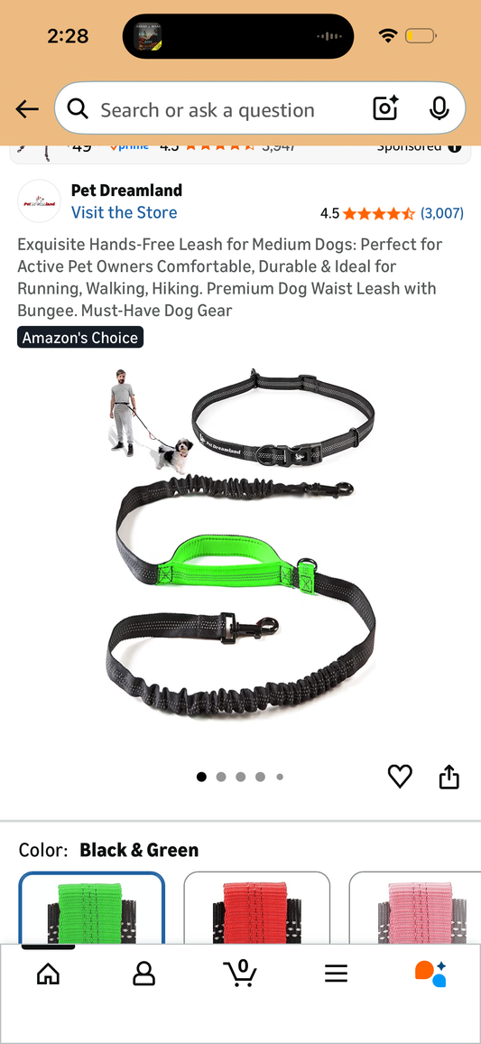 Exquisite Hands-Free Leash for Medium Dogs: Perfect for Active Pet Owners Comfortable, Durable & Ideal for Running, Walking, Hiking. Premium Dog Waist Leash with Bungee. Must-Have Dog Gear
