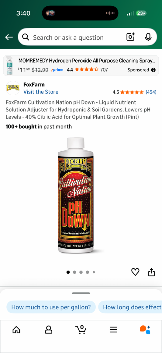 FoxFarm Cultivation Nation pH Down - Liquid Nutrient Solution Adjuster for Hydroponic & Soil Gardens, Lowers pH Levels - 40% Citric Acid for Optimal Plant Growth (Pint)