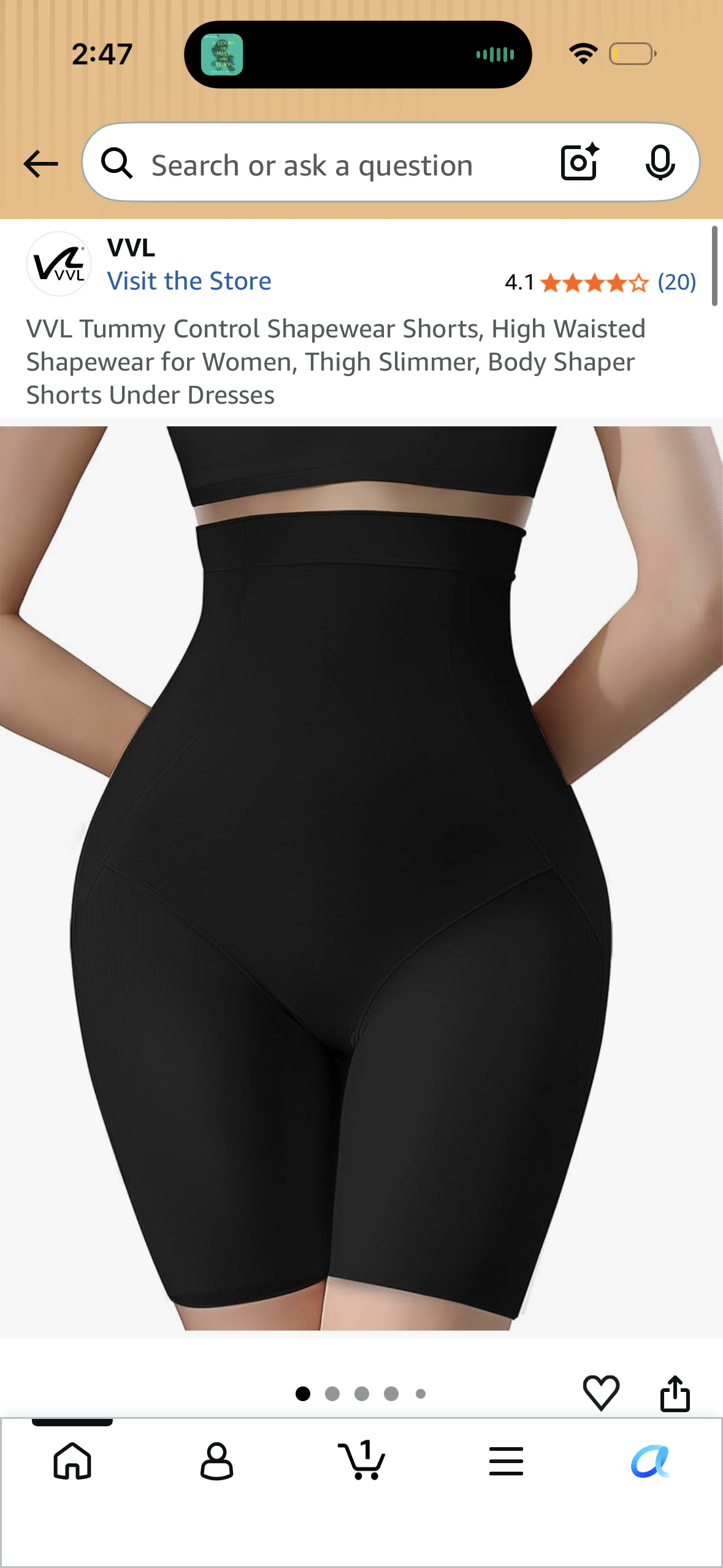 VVL Tummy Control Shapewear Shorts, High Waisted Shapewear for Women, Thigh Slimmer, Body Shaper Shorts Under Dresses (Size Large)