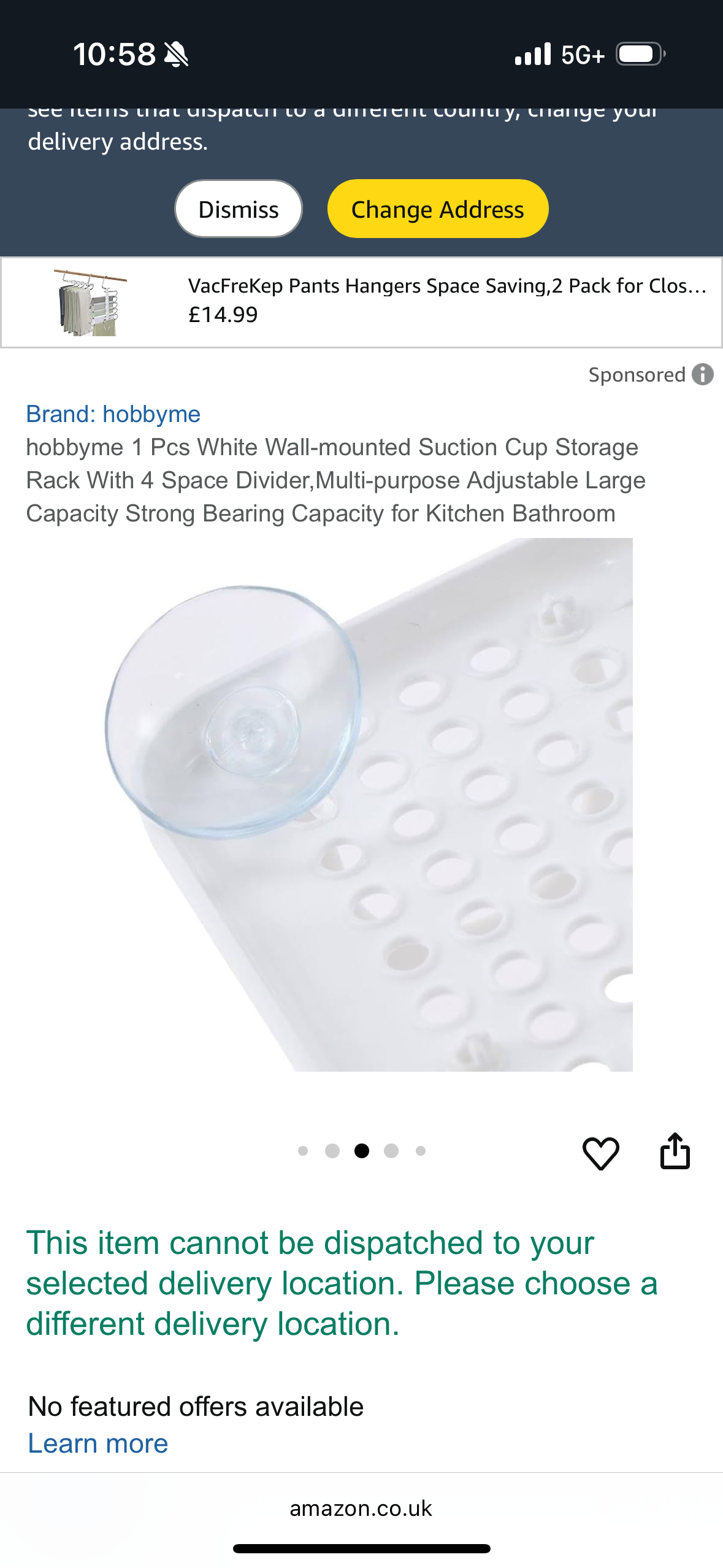 hobbyme 1 Pcs White Wall-mounted Suction Cup Storage Rack With 4 Space Divider,Multi-purpose Adjustable Large Capacity Strong Bearing Capacity for Kitchen Bathroom