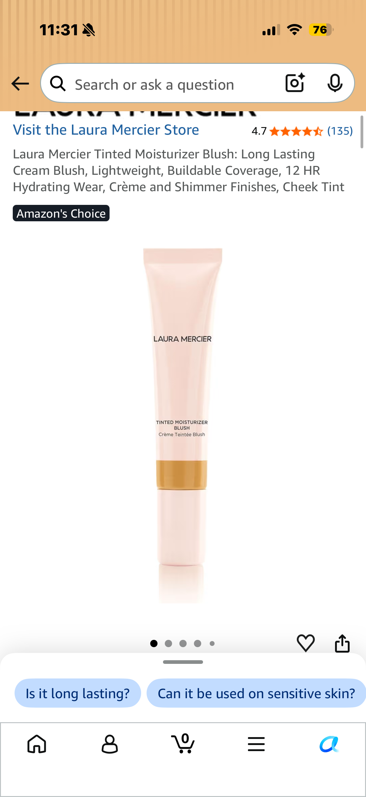 Laura Mercier High Vibe Lip Color, 6HR Long Lasting Lipstick, Lightweight and Comfortable Smooth Wear, Non-Drying, Hydrating, Luminous Shine SOLEIL