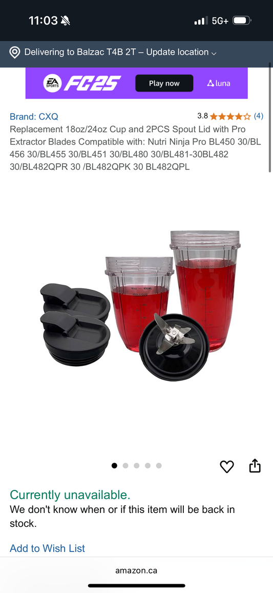 Replacement 18oz/24oz Cup and 2PCS Spout Lid with Pro Extractor Blades Blender