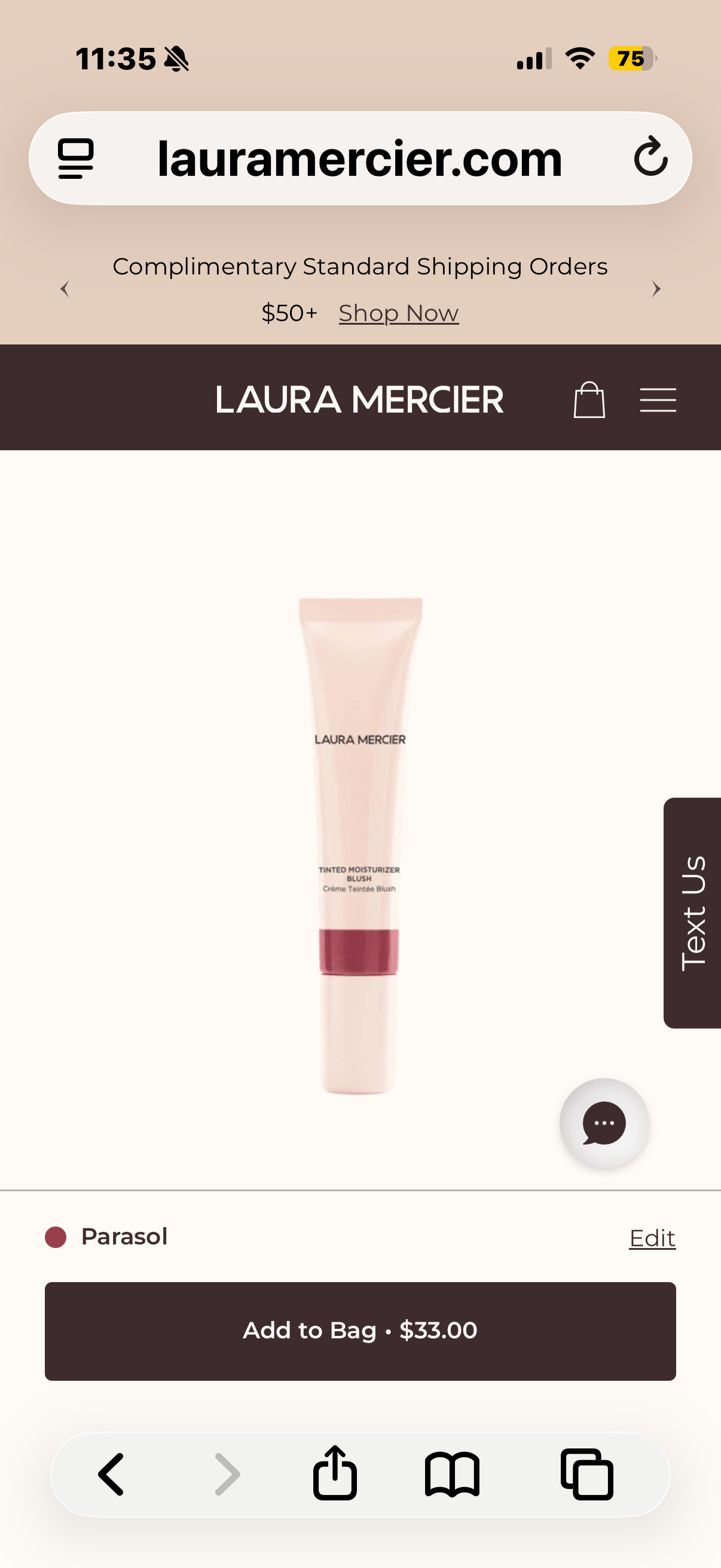 Laura Mercier Tinted Moisturizer Blush: Long Lasting Cream Blush, Lightweight, Buildable Coverage, 12 HR Hydrating Wear, Crème and Shimmer Finishes, Cheek Tint PARASOL
