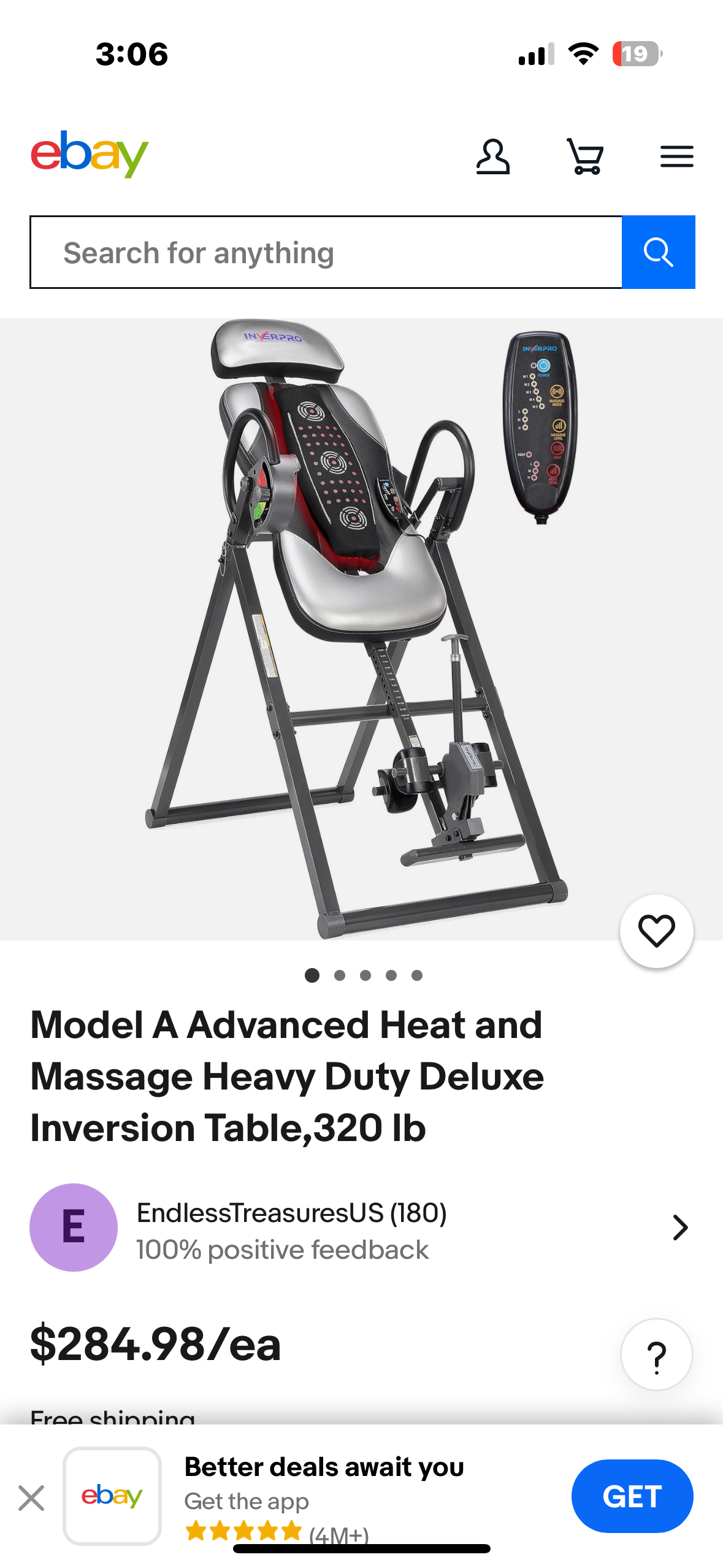 INVERPRO Model A Advanced Heat and Massage Heavy Duty Deluxe Inversion Table, 320 lb Capacity, Gray/Black (W522)