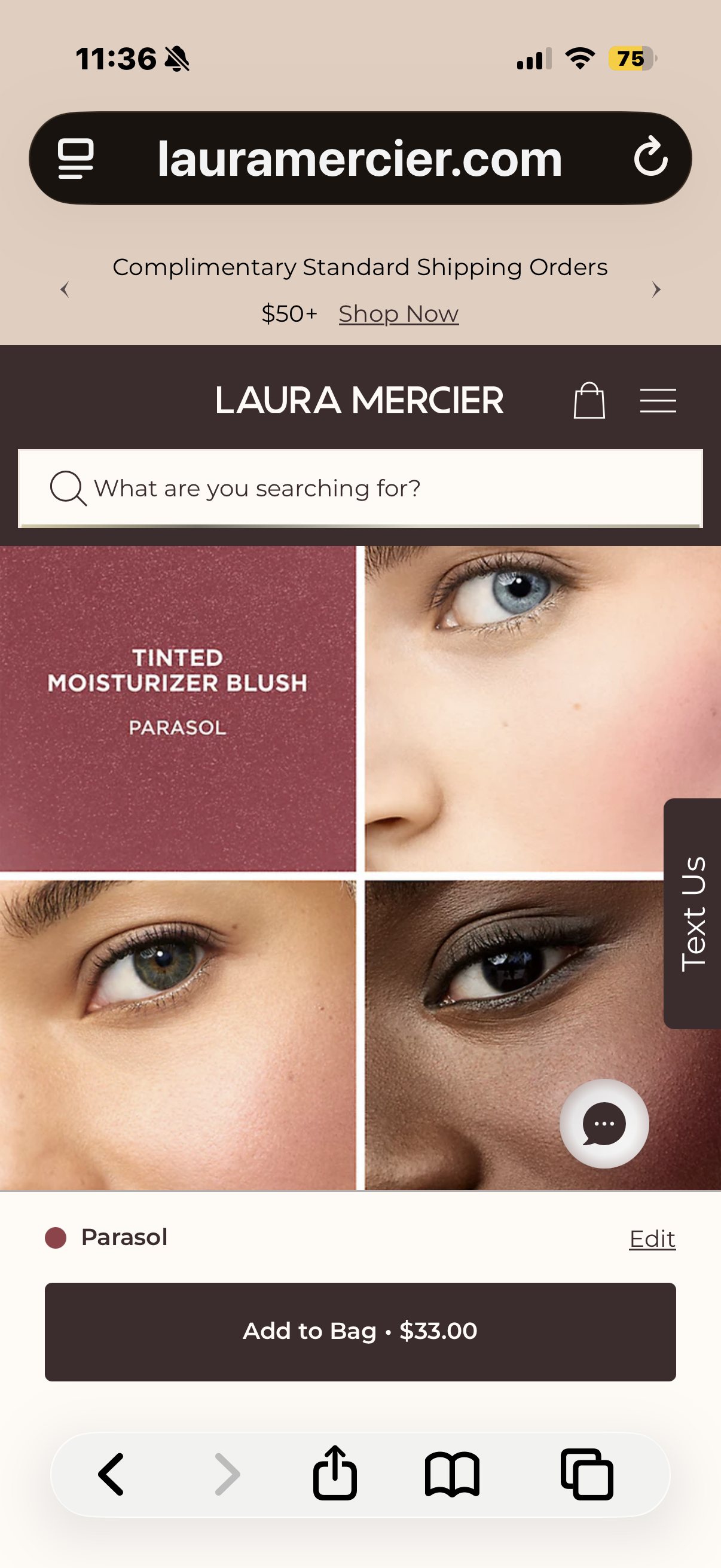 Laura Mercier Tinted Moisturizer Blush: Long Lasting Cream Blush, Lightweight, Buildable Coverage, 12 HR Hydrating Wear, Crème and Shimmer Finishes, Cheek Tint PARASOL