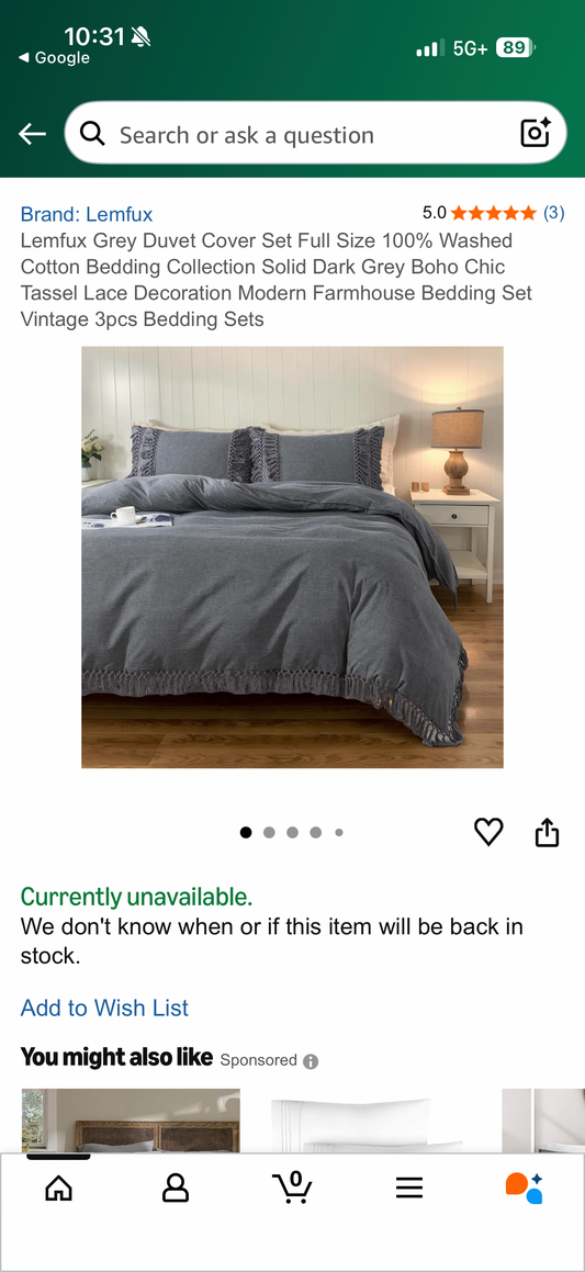 Lemfux Grey Duvet Cover Set Full Size 100% Washed Cotton Bedding Collection Solid Dark Grey Boho Chic Tassel Lace Decoration Modern Farmhouse Bedding Set Vintage 3pcs Bedding Sets