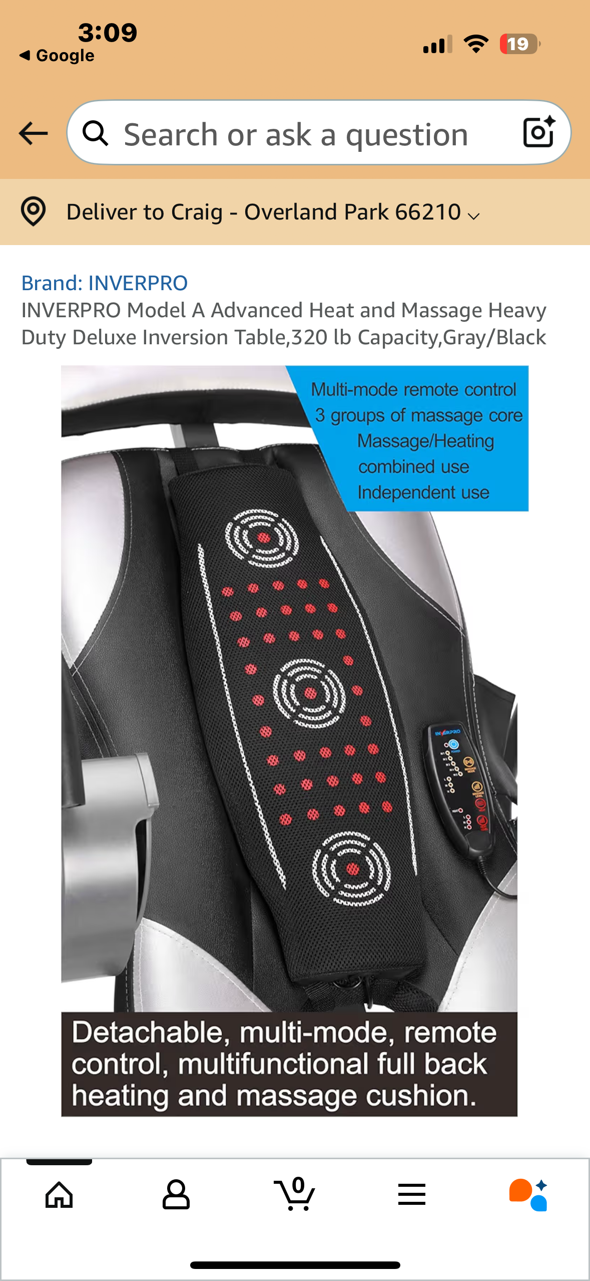 INVERPRO Model A Advanced Heat and Massage Heavy Duty Deluxe Inversion Table, 320 lb Capacity, Gray/Black (W522)