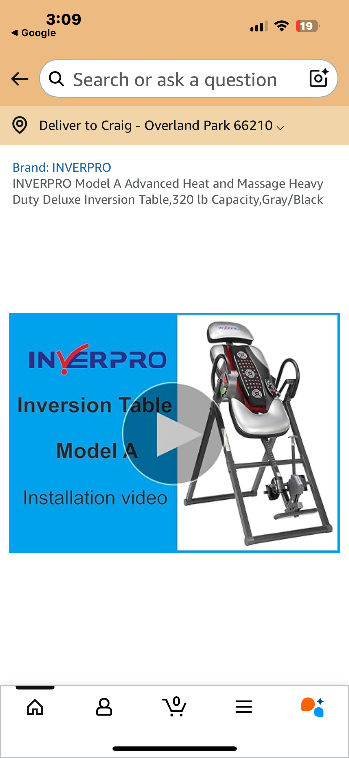 INVERPRO Model A Advanced Heat and Massage Heavy Duty Deluxe Inversion Table, 320 lb Capacity, Gray/Black (W522)