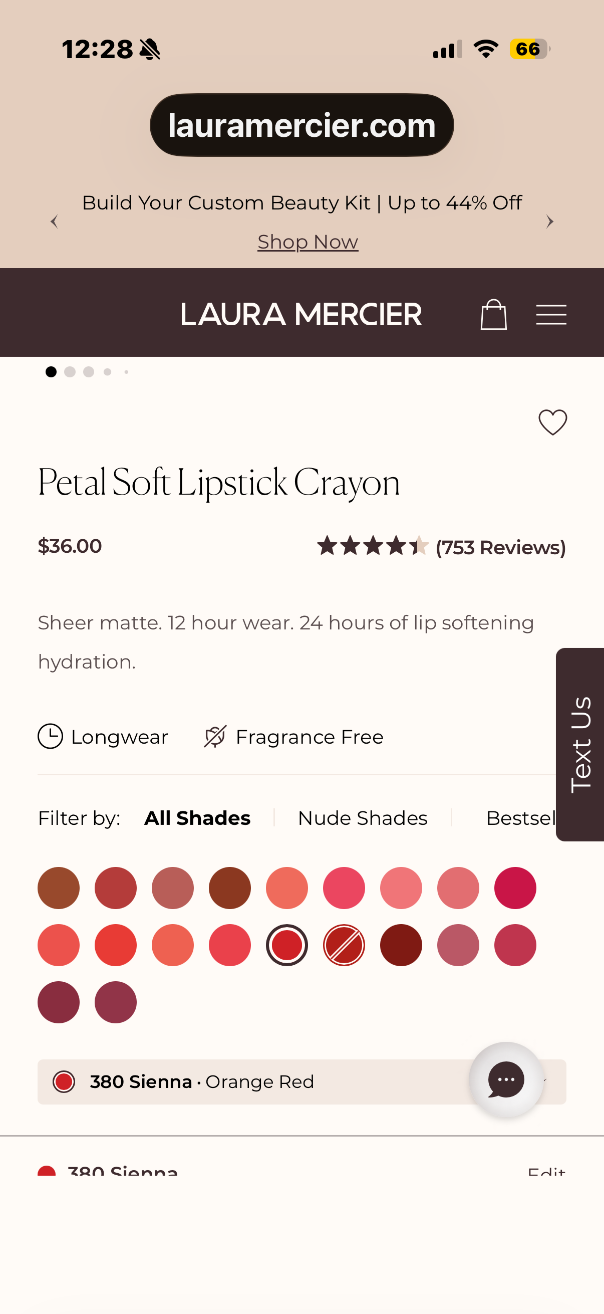 Laura Mercier Petal Soft Lipstick Crayon, 24HR Lip Softening Hydration, 12HR Sheer Matte Lip Color, Comfortable Weightless Wear, Diffused, Blurred Effect SIENNA
