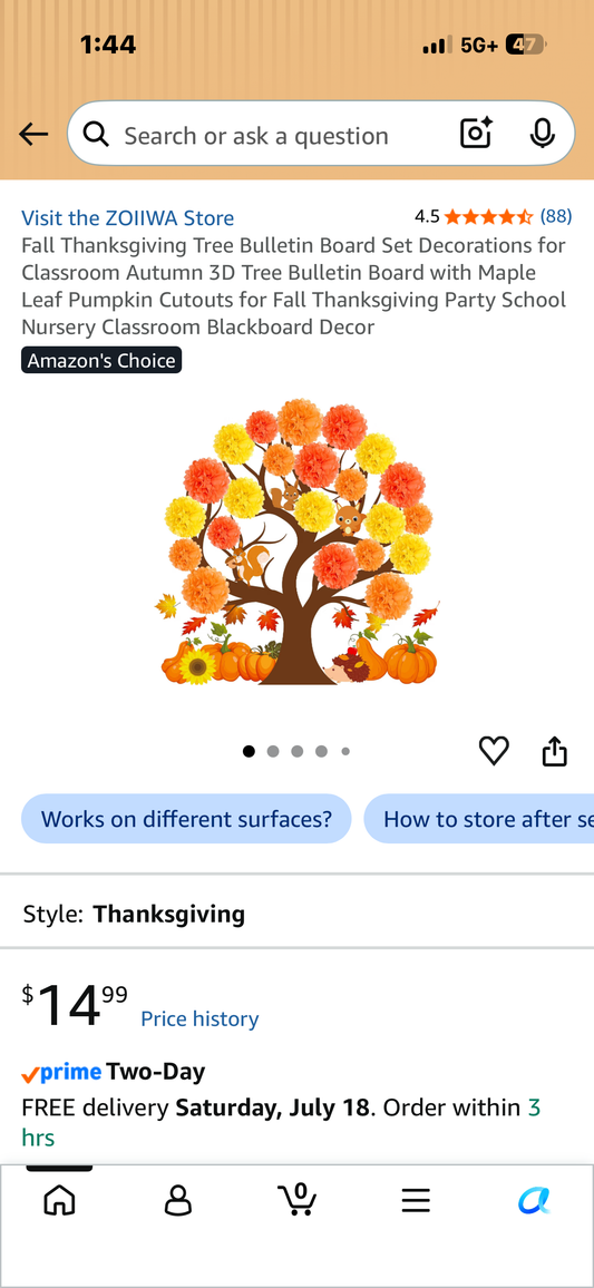 Fall Thanksgiving Tree Bulletin Board Set Decoration for Classroom, Autumn 3D Tree Bulletin Board with Maple Leaf Pumpkin Cutouts for Fall Thanksgiving Party, School Nursery, Classroom Decor, 4’ Tall