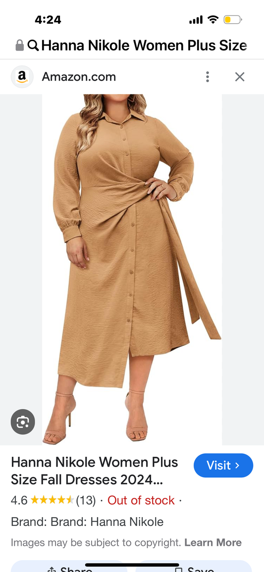 Hanna Nikole Women Plus Size Fall Dresses 2024 Casual Long Sleeve Tie Waist Button High Low Hem Formal Midi Shirt Dress Black not Brown