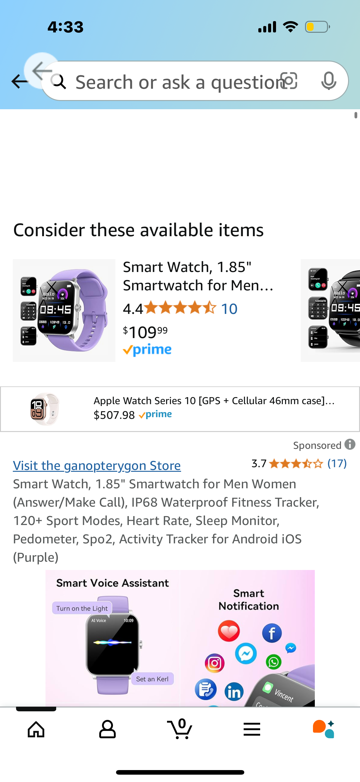 Smart Watch, 1.85" Smartwatch for Men Women (Answer/Make Call), IP68 Waterproof Fitness Tracker, 120+ Sport Modes, Heart Rate, Sleep Monitor, Pedometer, Spo2, Activity Tracker for Android iOS (Purple