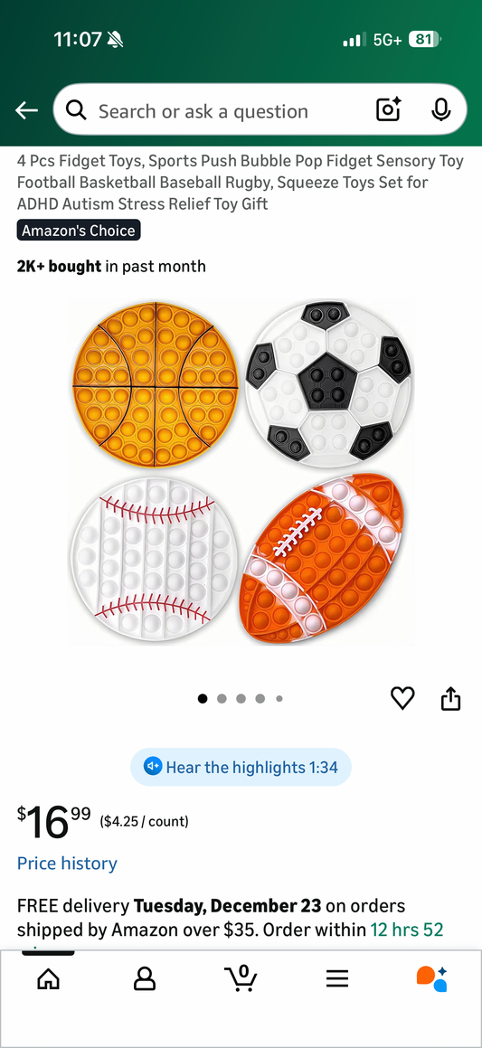 4 Pcs Fidget Toys, Sports Push Bubble Pop Fidget Sensory Toy Football Basketball Baseball Rugby, Squeeze Toys Set for ADHD Autism Stress Relief Toy Gift