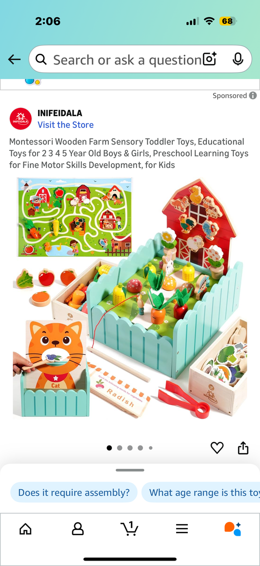 Montessori Wooden Farm Sensory Toddler Toys, Educational Toys for 2 3 4 5 Year Old Boys & Girls, Preschool Learning Toys for Fine Motor Skills Development, for Kids