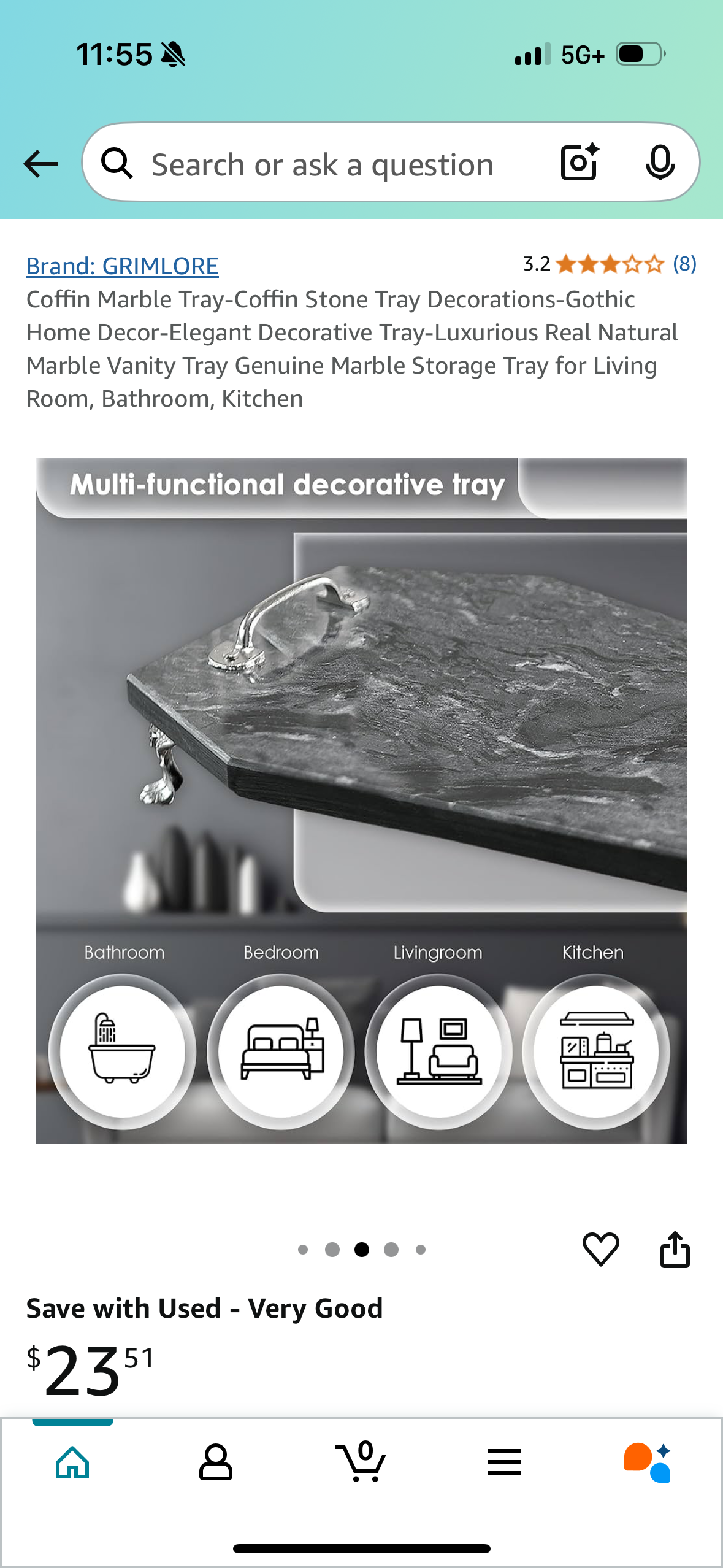 Coffin Marble Tray-Coffin Stone Tray Decorations-Gothic Home Decor-Elegant Decorative Tray-Luxurious Real Natural Marble Vanity Tray Genuine Marble Storage Tray for Living Room, Bathroom, Kitchen