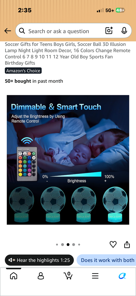 Night Light Soccer 3D Optical Illusion Lamp with Remote Control 16 Colors Changing Football Birthday Xmas Valentine's Day Gift Idea for Sport Fan Boys Girls