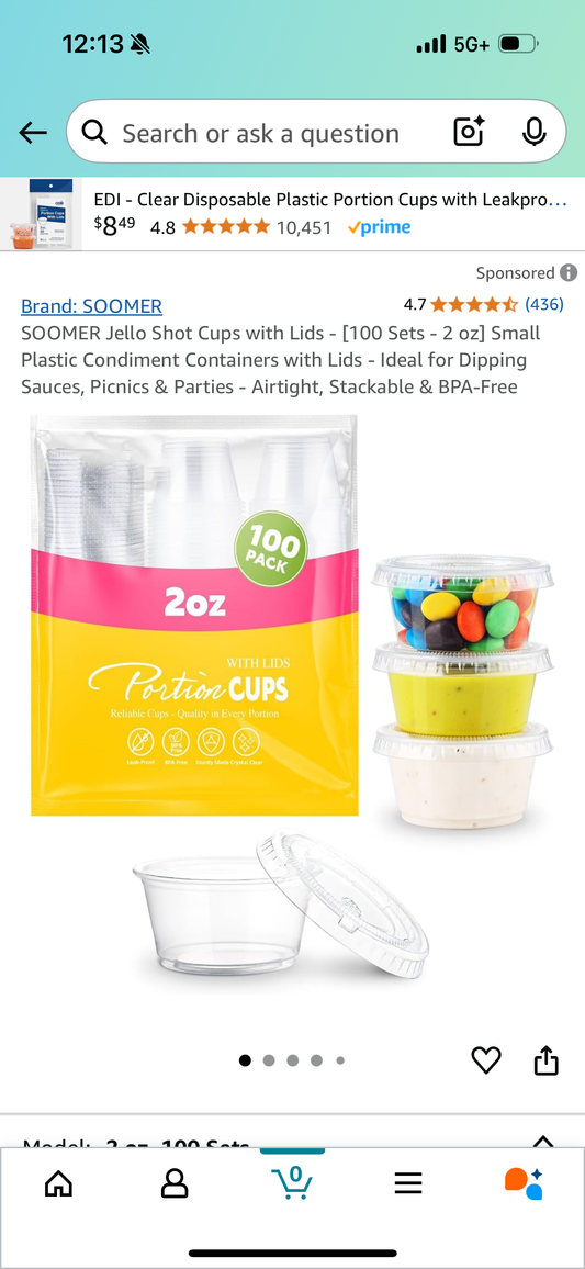 Jello Shot Cups with Lids - 100 Sets - 2 oz, Small Plastic Condiment Containers with Lids - Ideal for Dipping Sauces, Picnics & Parties - Airtight, Stackable & BPA-Free