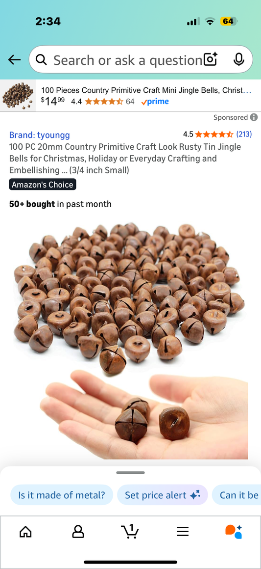 100 PC 20mm Country Primitive Craft Look Rusty Tin Jingle Bells for Christmas, Holiday or Everyday Crafting and Embellishing … (3/4 inch Small