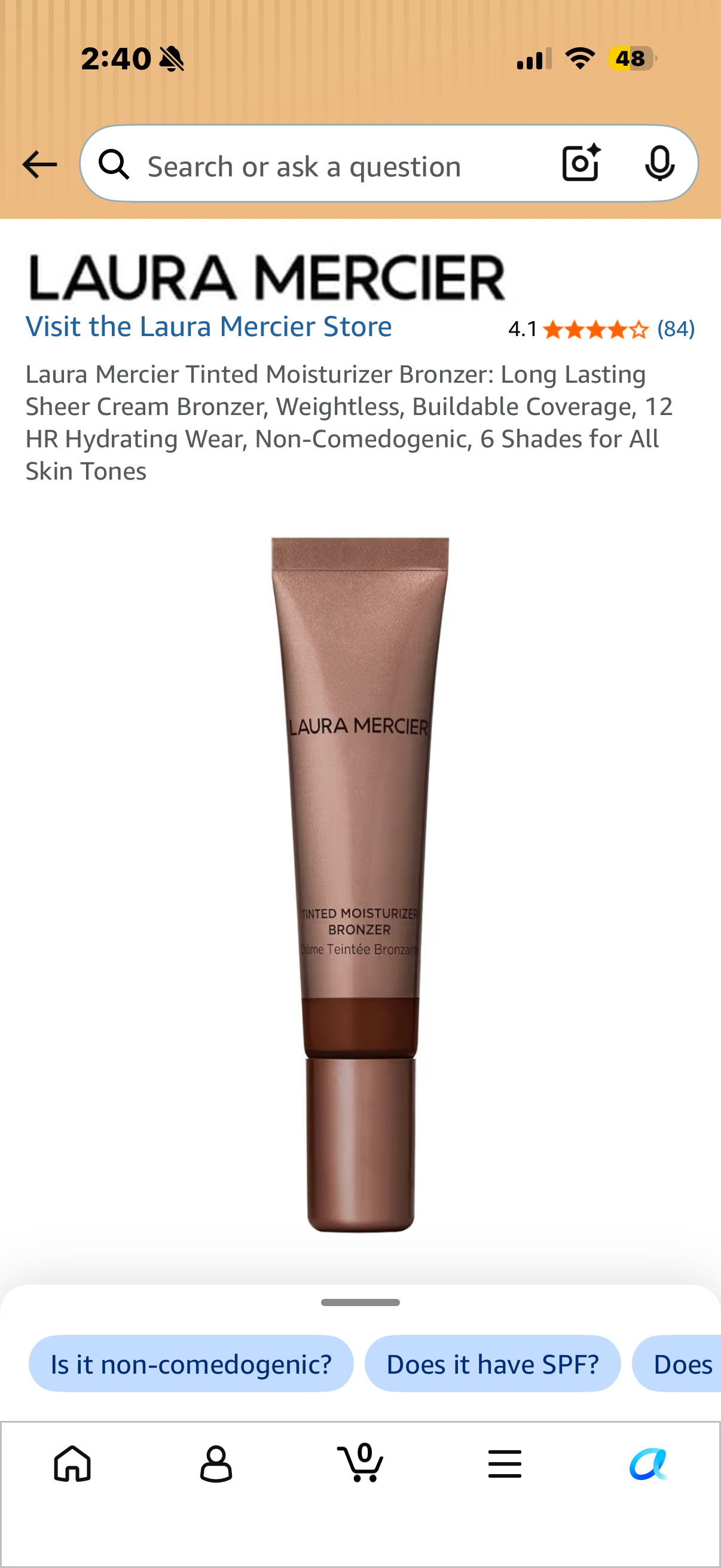 Laura Mercier Tinted Moisturizer Bronzer: Long Lasting Sheer Cream Bronzer, Weightless, Buildable Coverage, 12 HR Hydrating Wear, Non-Comedogenic, 6 Shades for All Skin Tones. SUNSPELL