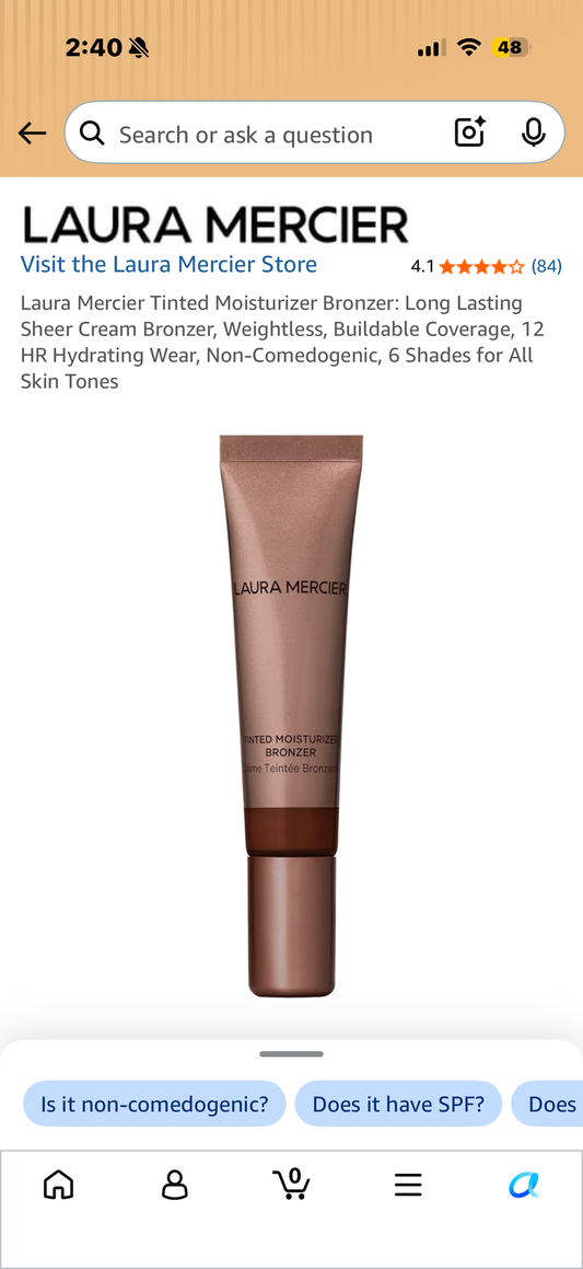Laura Mercier Tinted Moisturizer Bronzer: Long Lasting Sheer Cream Bronzer, Weightless, Buildable Coverage, 12 HR Hydrating Wear, Non-Comedogenic, 6 Shades for All Skin Tones. SUNSPELL