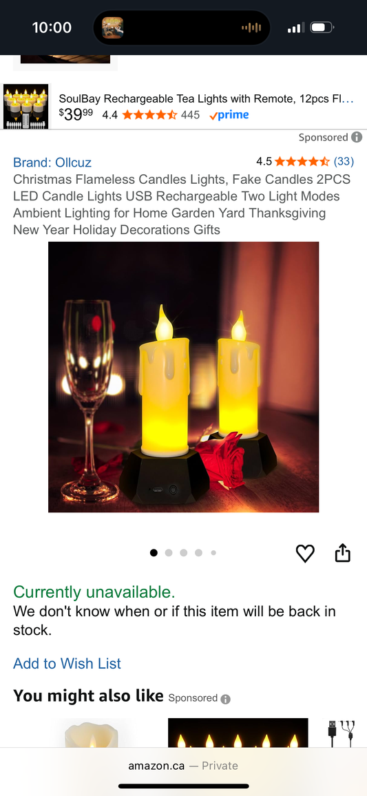 Flameless Candles Lights, Fake Candles 2PCS LED Candle Lights USB Rechargeable Two Light Modes Ambient Lighting for Home Garden Yard Thanksgiving New Year Holiday Decorations Gifts