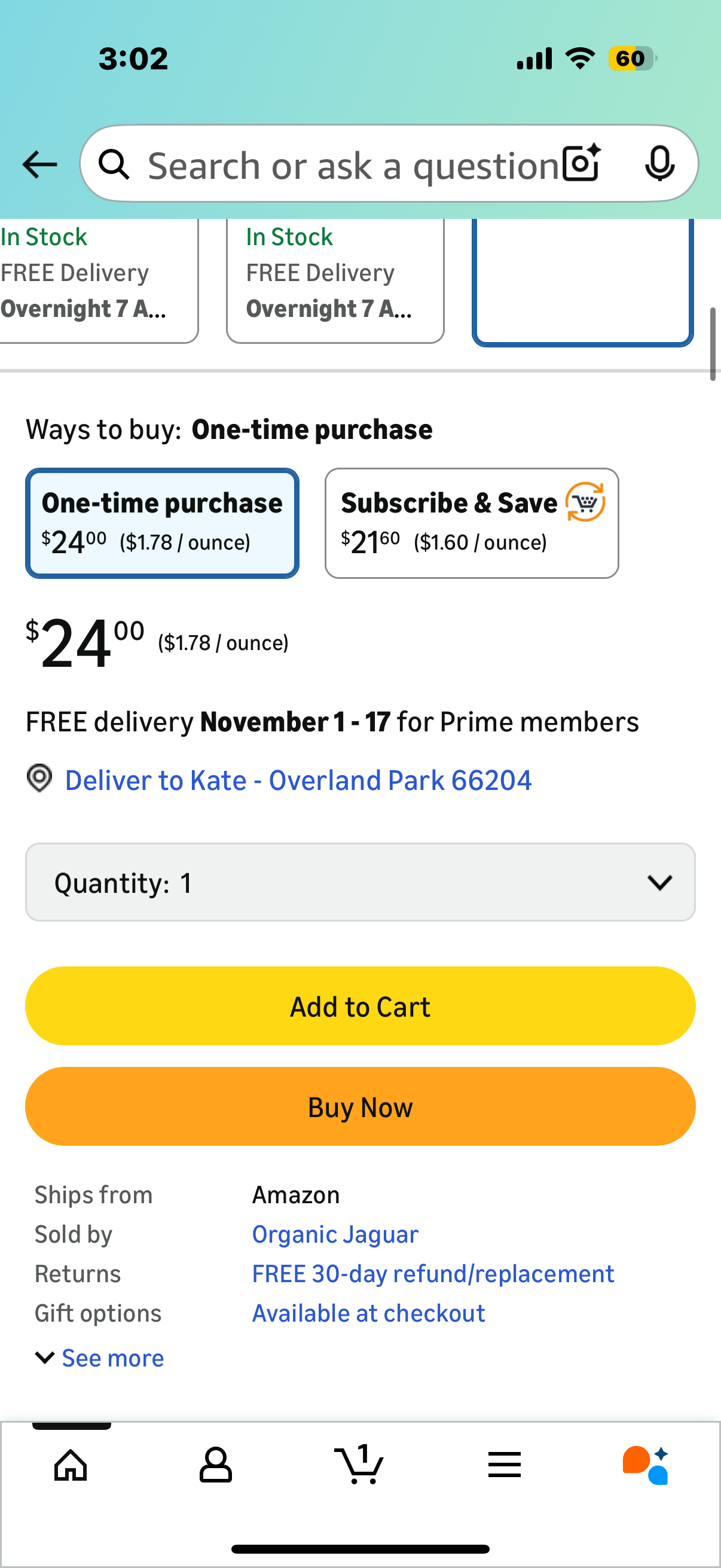 Organic Jaguar Natural Body Wash with Aloe Vera Gel and Shea Butter, Bath and Shower Soap Cleanser for Body Care, Leaves Skin Soft & Hydrated, Unscented, Sulfate and Paraben Free, 13.5 fl oz