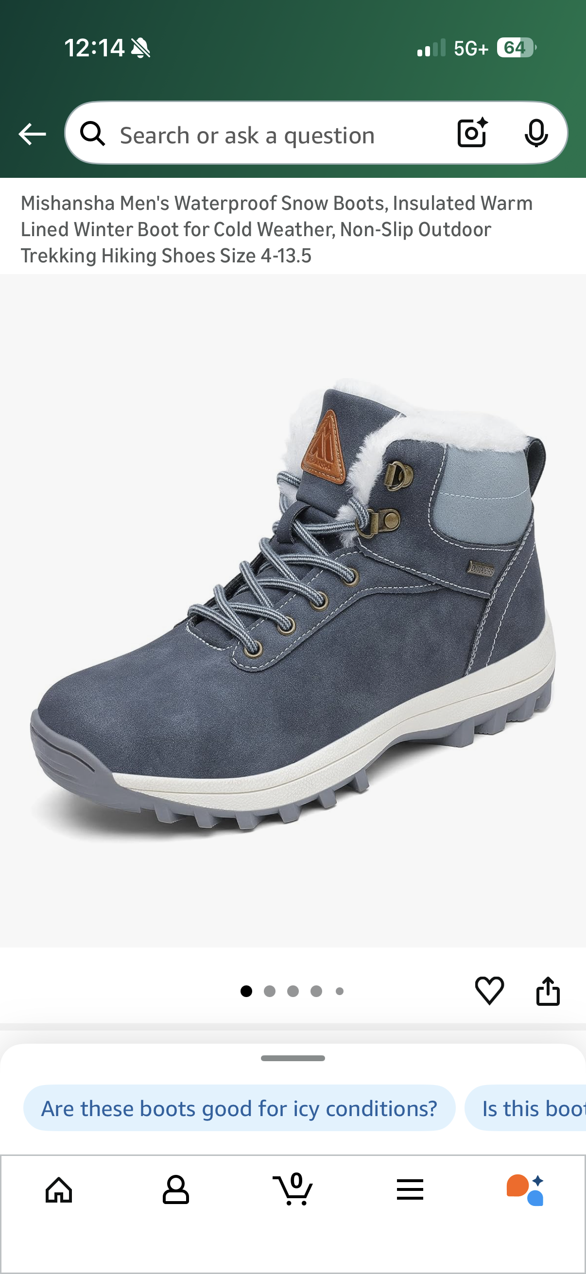 Mishansha Men's Waterproof Snow Boots, Insulated Warm Lined Winter Boot for Cold Weather, Non-Slip Outdoor Trekking Hiking Shoes (Size US Mens 6.5/Womens 8)