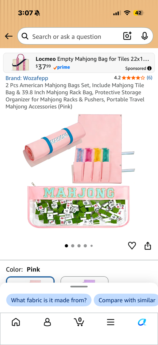 2 Pcs American Mahjong Bags Set, Include Mahjong Tile Bag & 39.8 Inch Mahjong Rack Bag, Protective Storage Organizer for Mahjong Racks & Pushers, Portable Travel Mahjong Accessories (Pink
