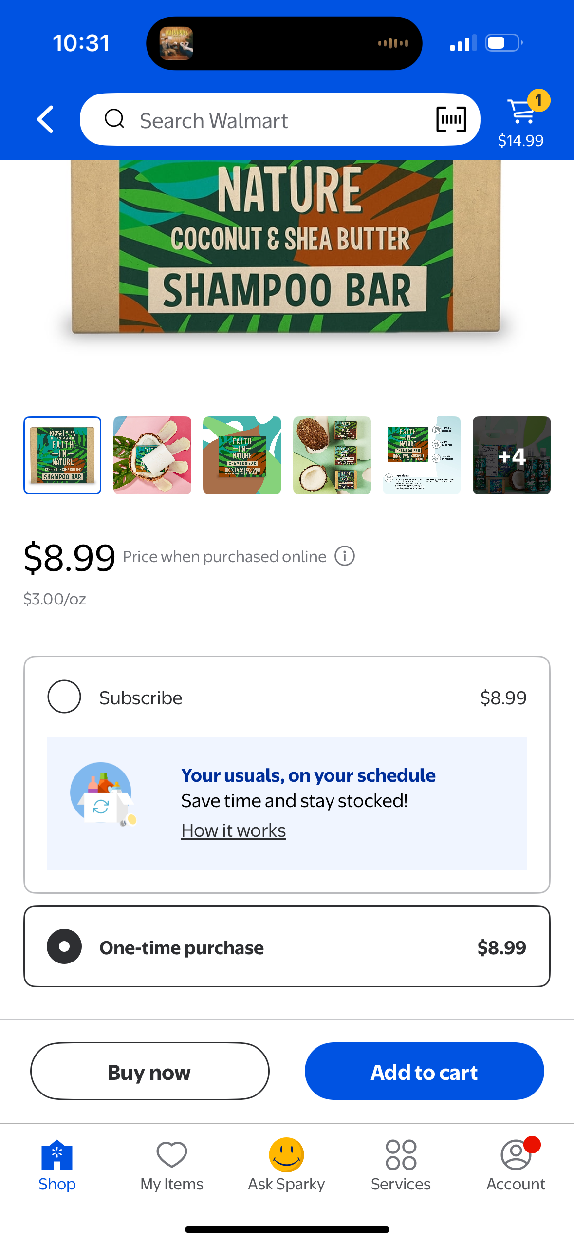 Faith in Nature COCONUT & SHEA BUTTER SHAMPOO BAR 85g - Vegan, Cruelty Free, Made in UK