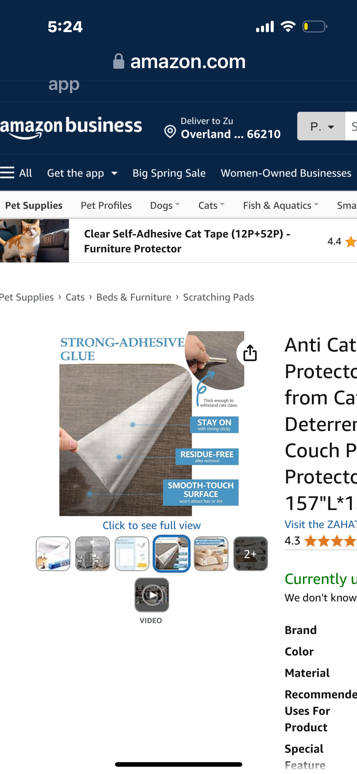 ZAHAT Anti Cat Scratch Furniture Protector, Couch Protector from Cat Claws, Cat Scratch Deterrent for Furniture, Cat Couch Protector, Cat Furniture Protector from Cats Scratching 157"L*15"W (30 Pins)