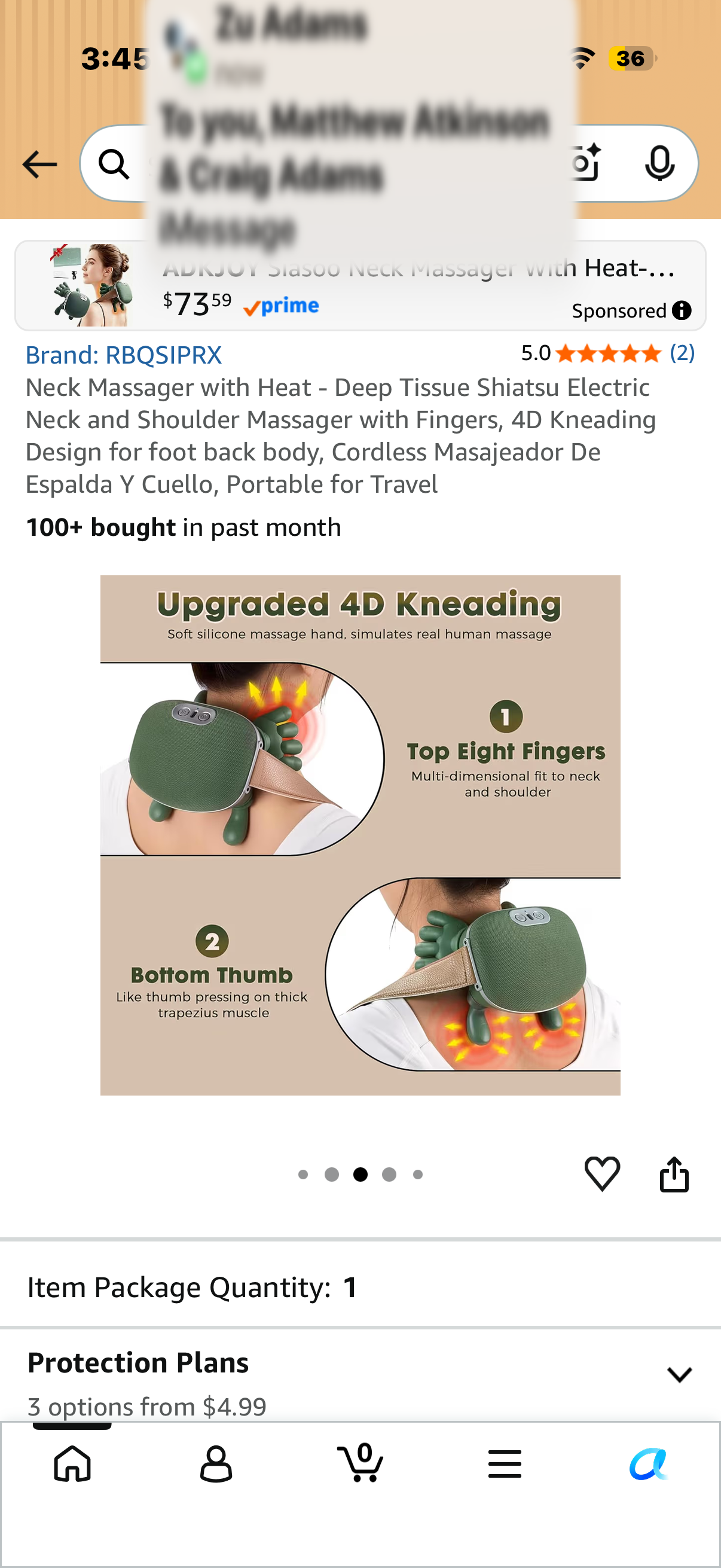 Neck Massager with Heat - Deep Tissue Shiatsu Electric Neck and Shoulder Massager with Fingers, 4D Kneading Design for foot back body, Cordless Masajeador De Espalda Y Cuello, Portable for Travel