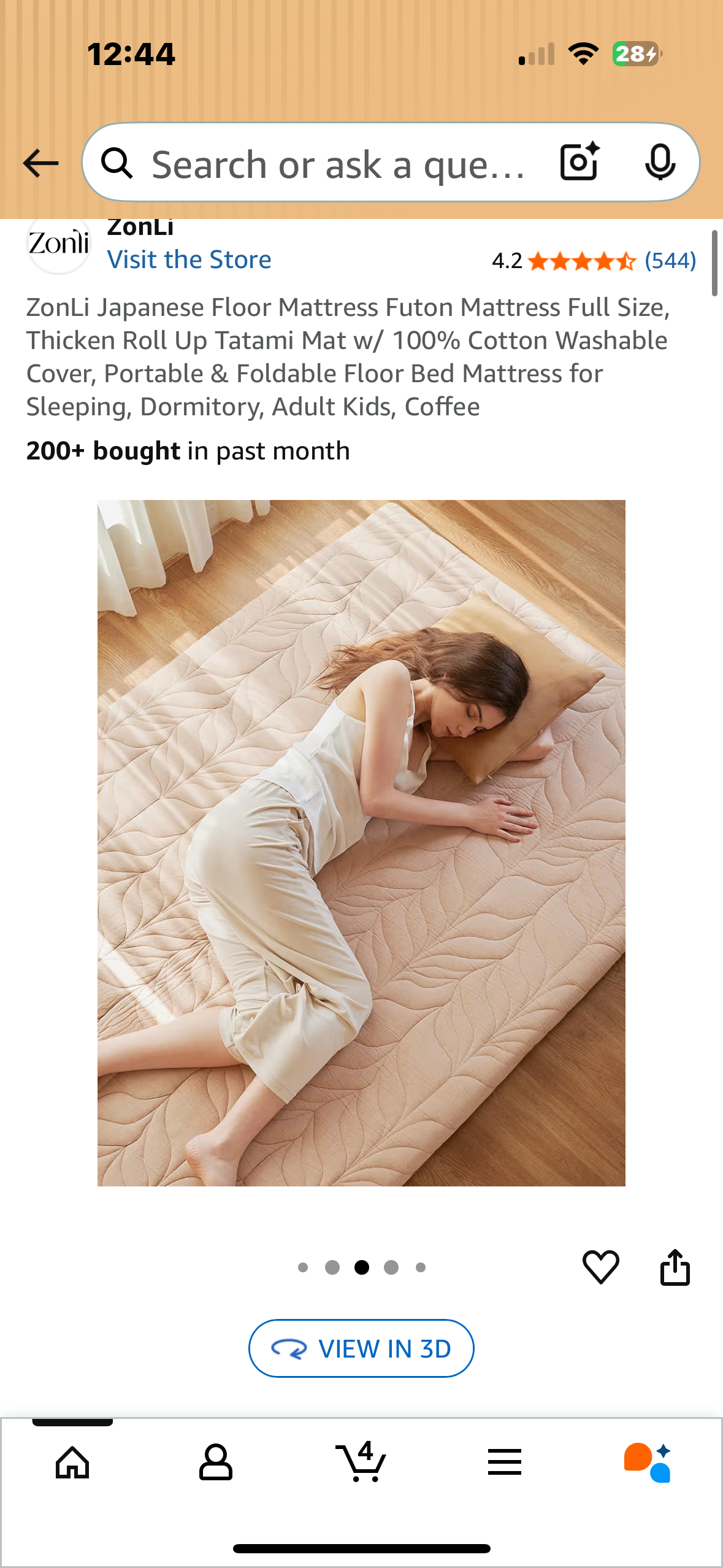 ZonLi Japanese Floor Mattress, Futon Mattress, Full Size, Thick Roll Up Tatami Mat w/ 100% Cotton Washable Cover, Portable & Foldable Floor Bed Mattress for Sleeping, Dormitory, Adult Kids, Coffee (B1121)