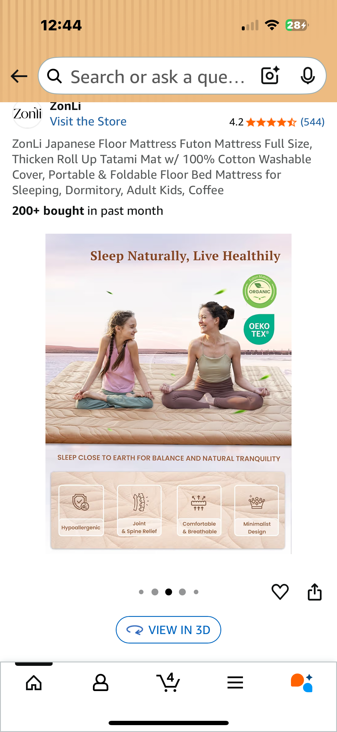 ZonLi Japanese Floor Mattress, Futon Mattress, Full Size, Thick Roll Up Tatami Mat w/ 100% Cotton Washable Cover, Portable & Foldable Floor Bed Mattress for Sleeping, Dormitory, Adult Kids, Coffee (B1121)