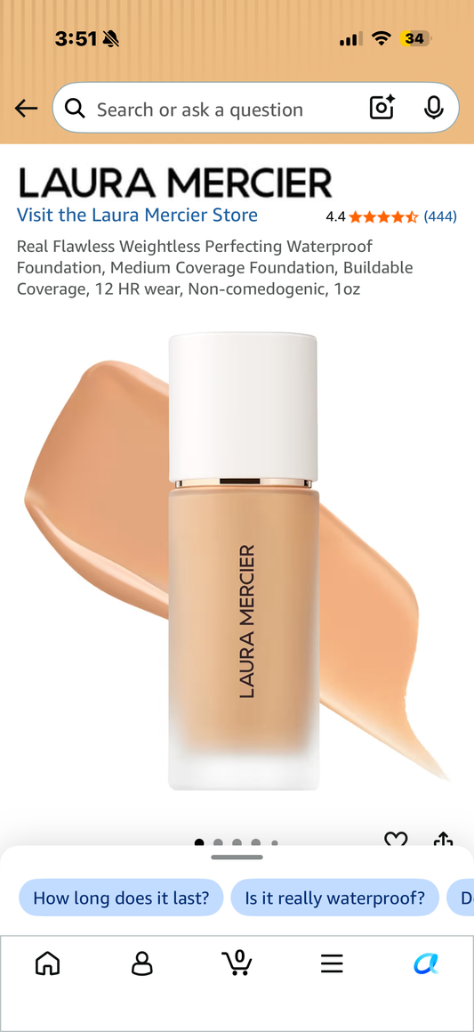 Real Flawless Weightless Perfecting Waterproof Foundation, Medium Coverage Foundation, Buildable Coverage, 12 HR wear, Non-comedogenic, 1oz DUSK
