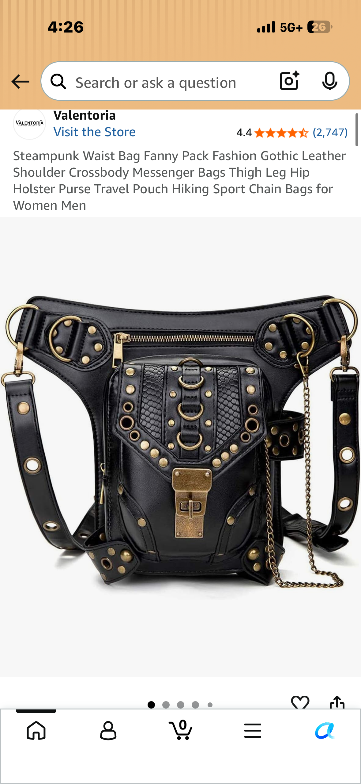 Nakimo Steampunk Waist Bag, Gothic Retro Leather Bag, Goth Shoulder Pack